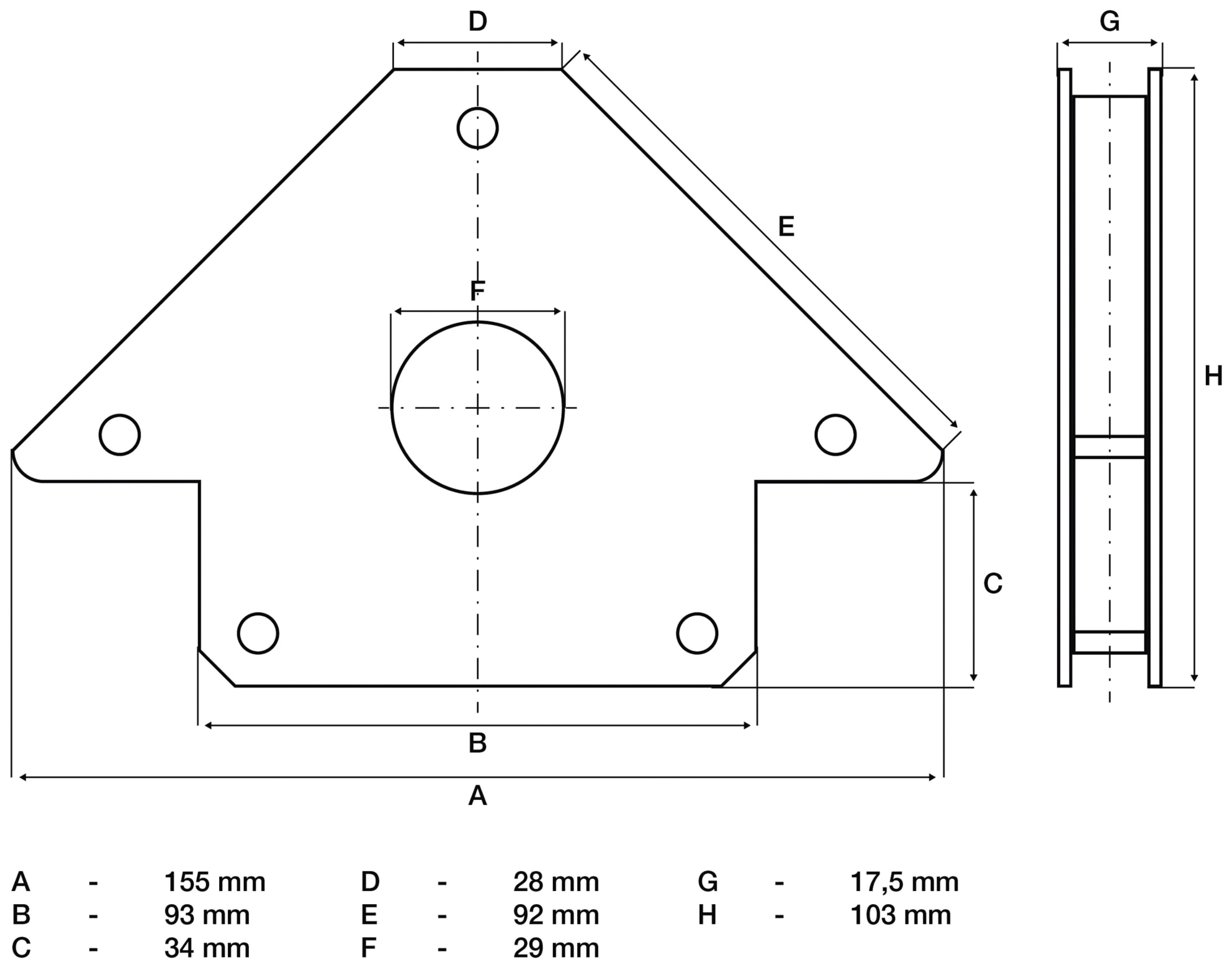 BGS TECHNIC Magnetischer Schweiß- und Montagewinkel 3008 155 mm