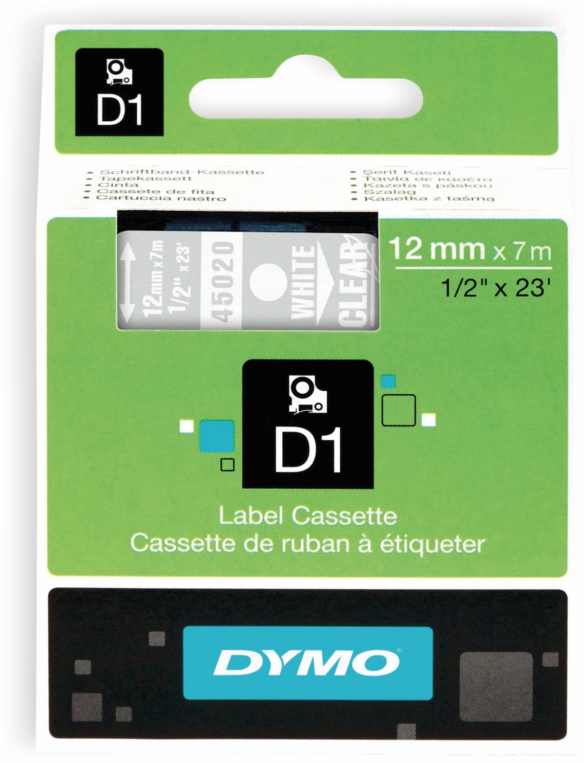 DYMO Beschriftungsband D1 für LabelManager, weiß auf transparent, Standard