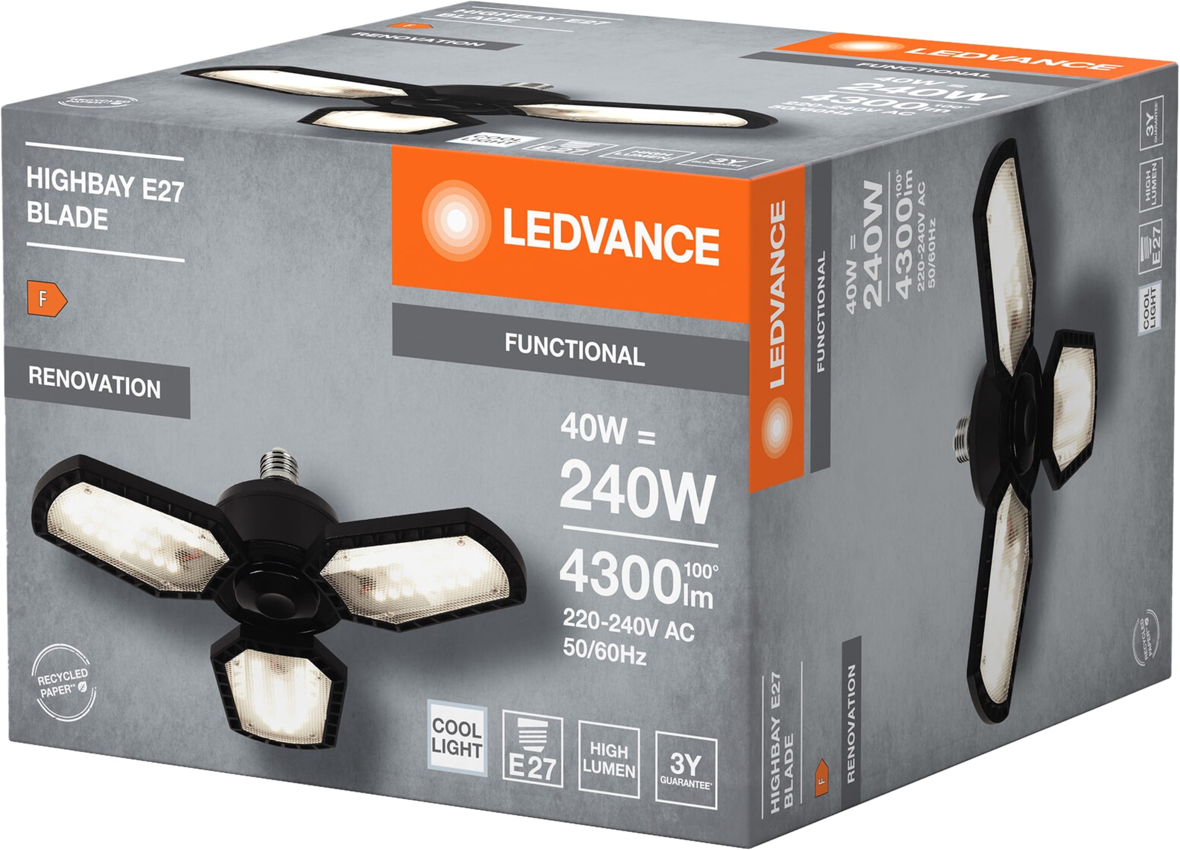 LEDVANCE LED-Deckenlampe Highbay Blade, E27, 40 W, 4300 lm, 4000 K LEDVANCE LED-Deckenlampe Highbay Blade, E27, 40 W, 4300 lm, 4000 K