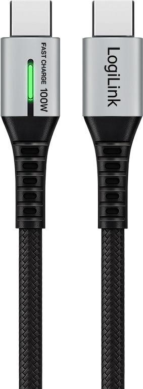 LOGILINK USB2.0 Kabel CU0425 USB-C M/USB-C M 100W Nylon Metal 3m schwarz