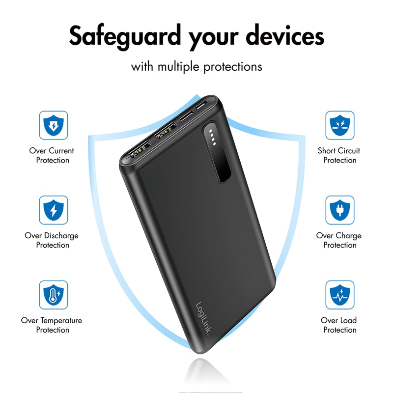 LOGILINK Powerbank PA0311 schwarz, 8000 mAh, 2x USB-A, 2-in-1-Kabel LOGILINK Powerbank PA0311 schwarz, 8000 mAh, 2x USB-A, 2-in-1-Kabel