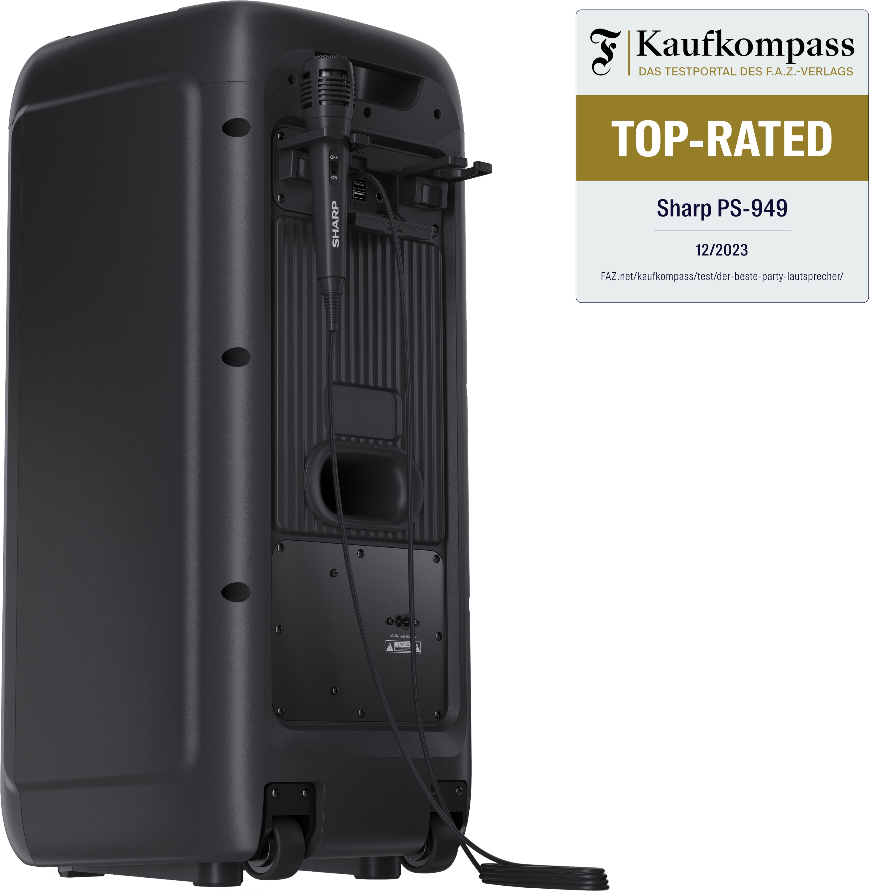 SHARP Party-Lautsprecher PS-949, tragbar, Bluetooth, USB, MP3, 132 W SHARP Party-Lautsprecher PS-949, tragbar, Bluetooth, USB, MP3, 132 W