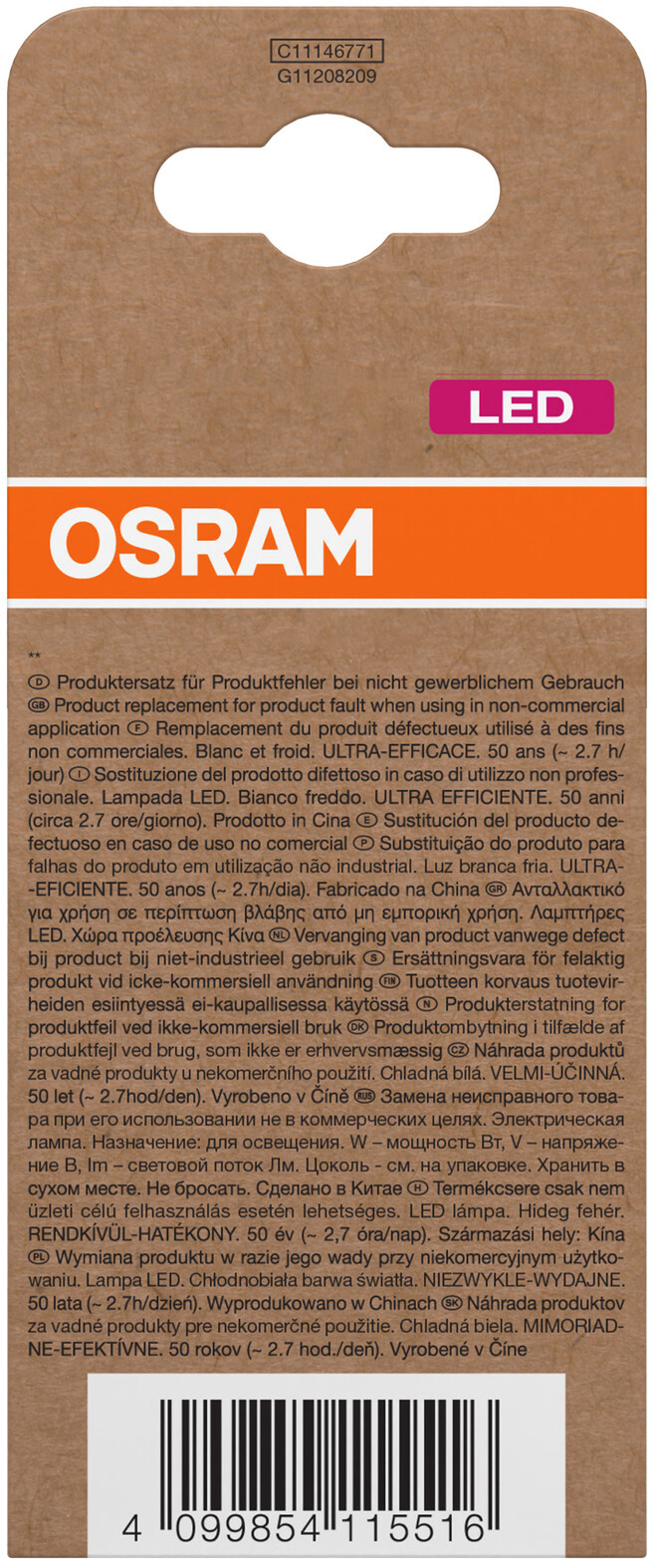 OSRAM LED-Lampe, Kolbenform, E27, 7,2 W, 4000 K, EEK: A, 1521 lm, neutralweiß