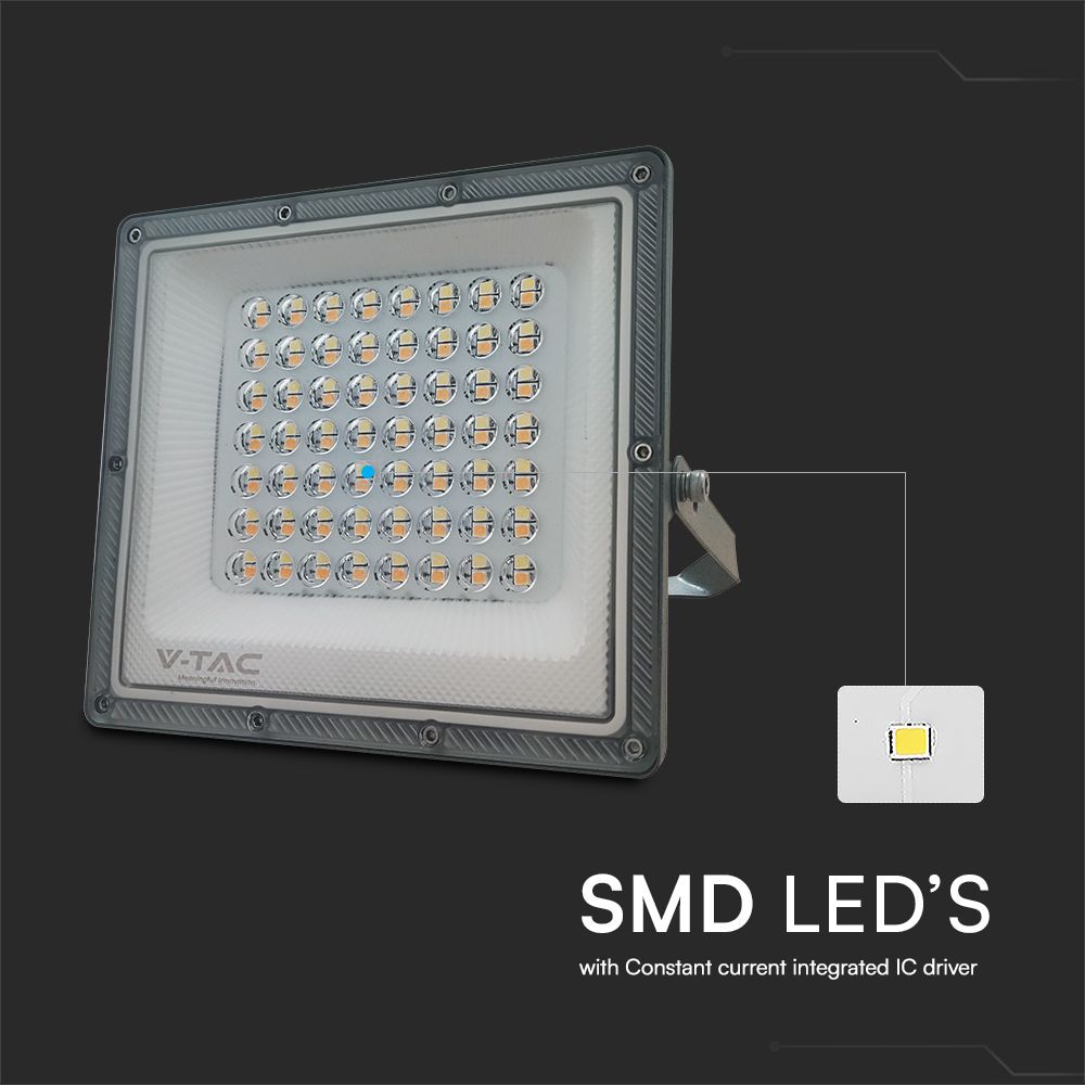 V-TAC LED-Fluter, VT-44050, EEK: F, 50 W, 5000 lm, CCT, IP65, grau