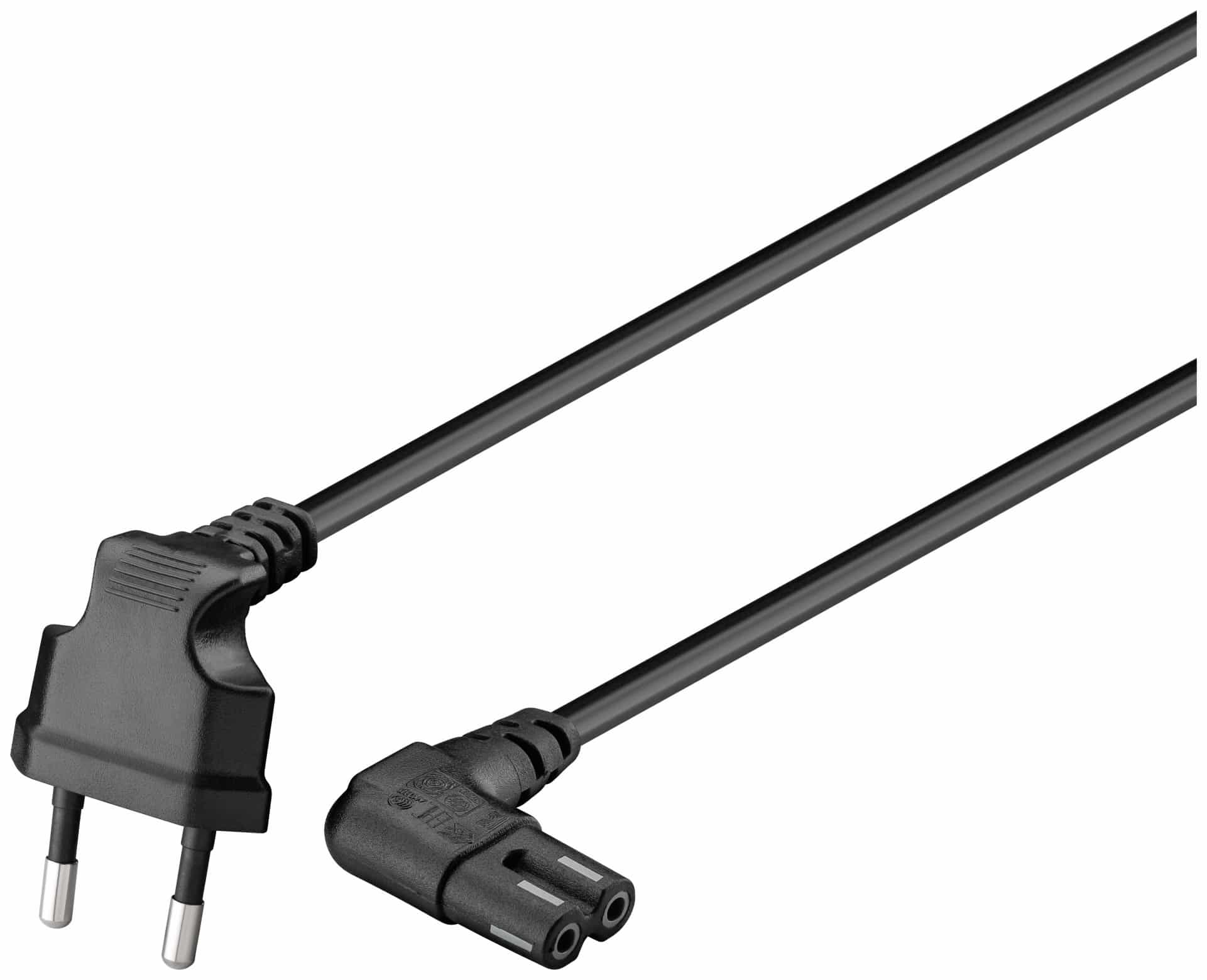 GOOBAY Euro-Netzkabel mit Doppelnutkupplung, schwarz, 3m, 90°, geeignet für SONOS PLAY 1 und 5
