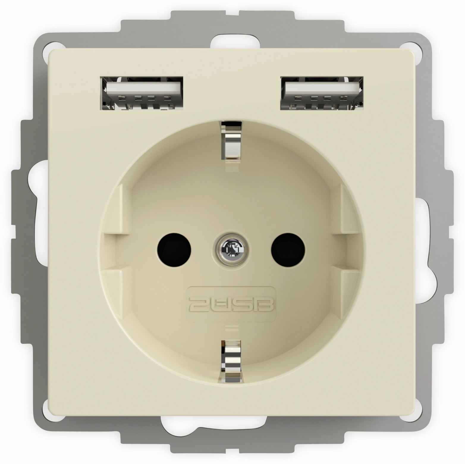 2USB Schutzkontakt-Steckdose inCharge Pro, 2x USB, 2,4 A, cremeweiß glänzen
