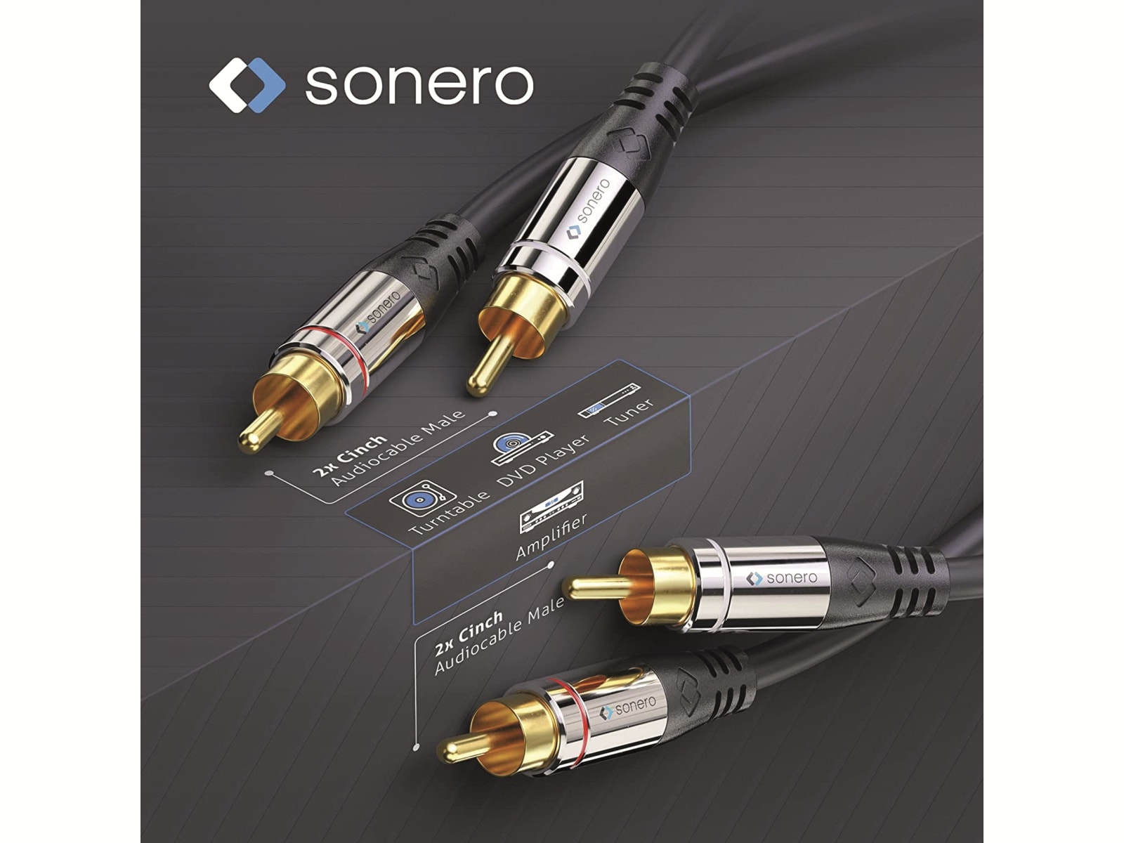 SONERO Cinchkabel Stereo, 0,5 m, schwarz SONERO Cinchkabel Stereo, 0,5 m, schwarz