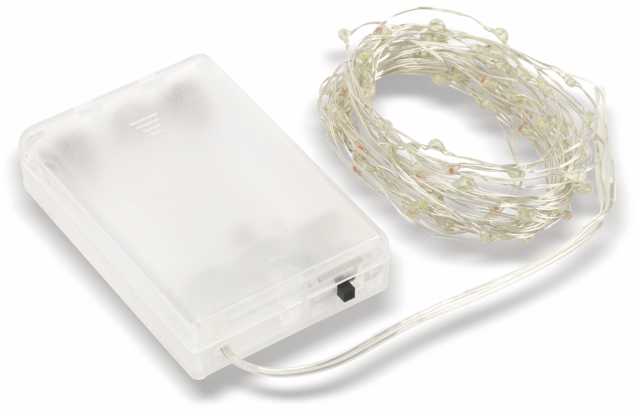 LED-Lichterkette, Silberdraht, 80 LEDs, bunt, Batteriebetrieb