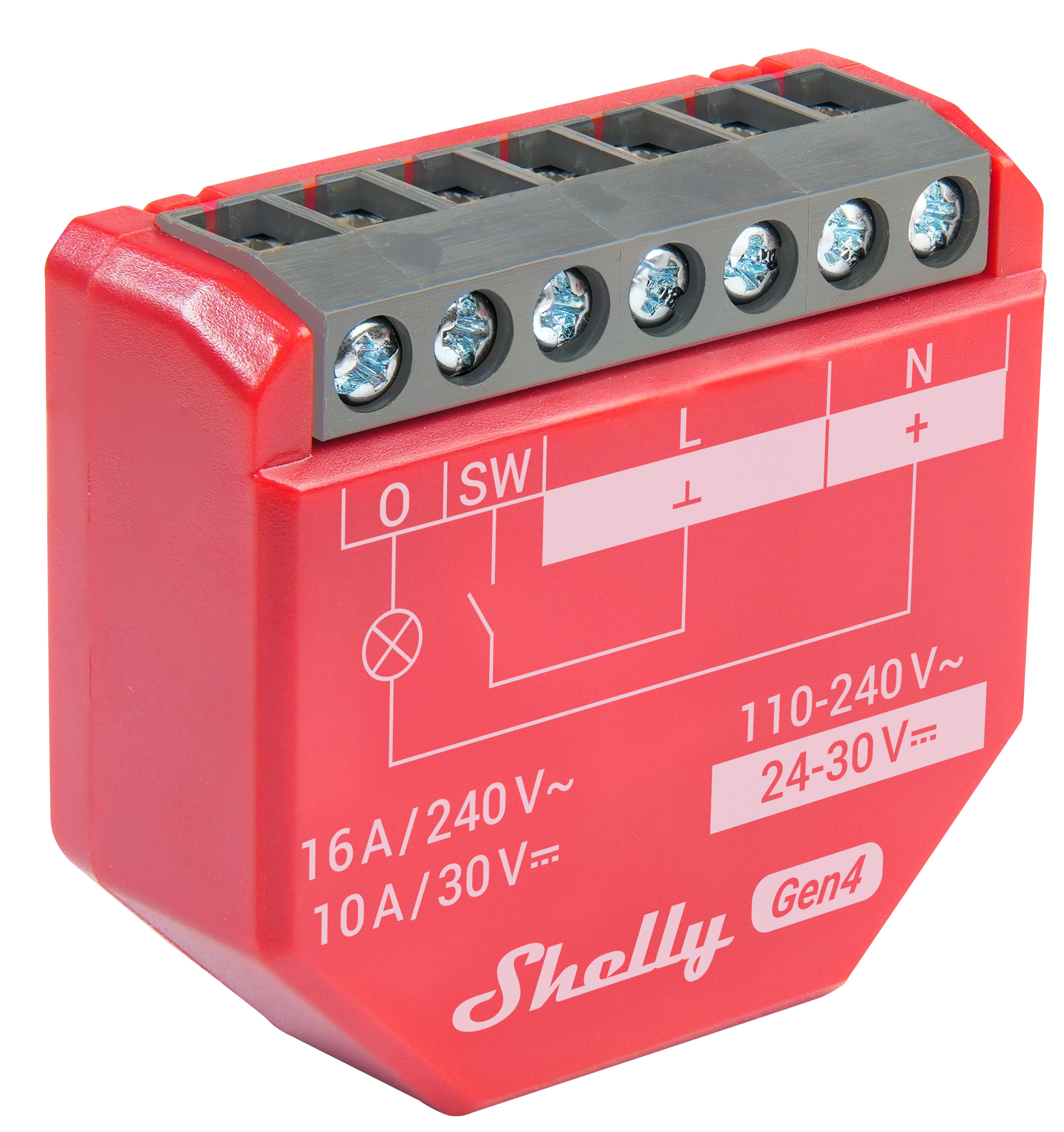 SHELLY Relais 1PM Gen4, 16 A, WLAN, Bluetooth, rot, 3 Stück