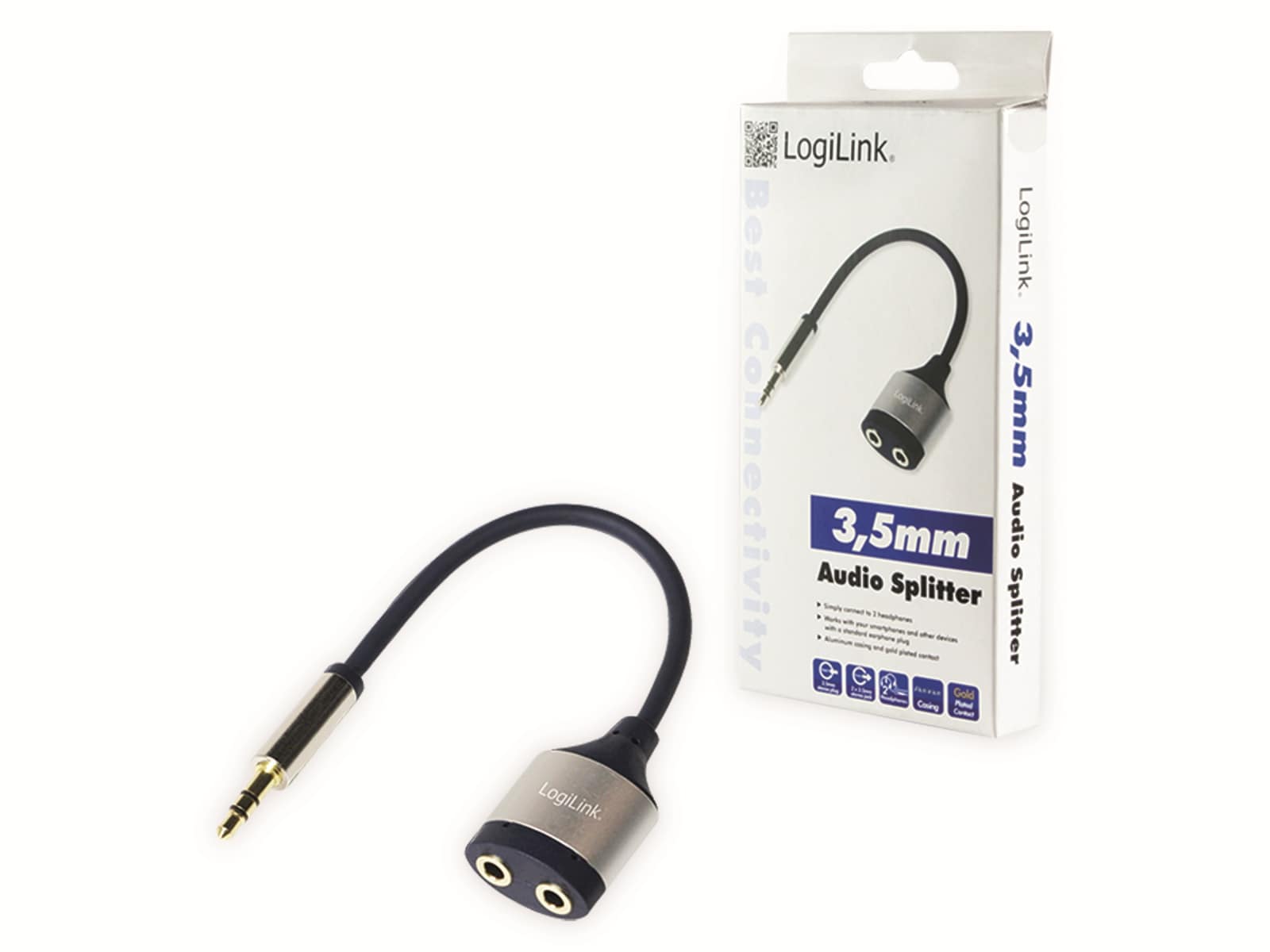 LOGILINK Audioadapter 3,5 mm, 18 cm, Klinkenstecker auf 2x Klinkenbuchse