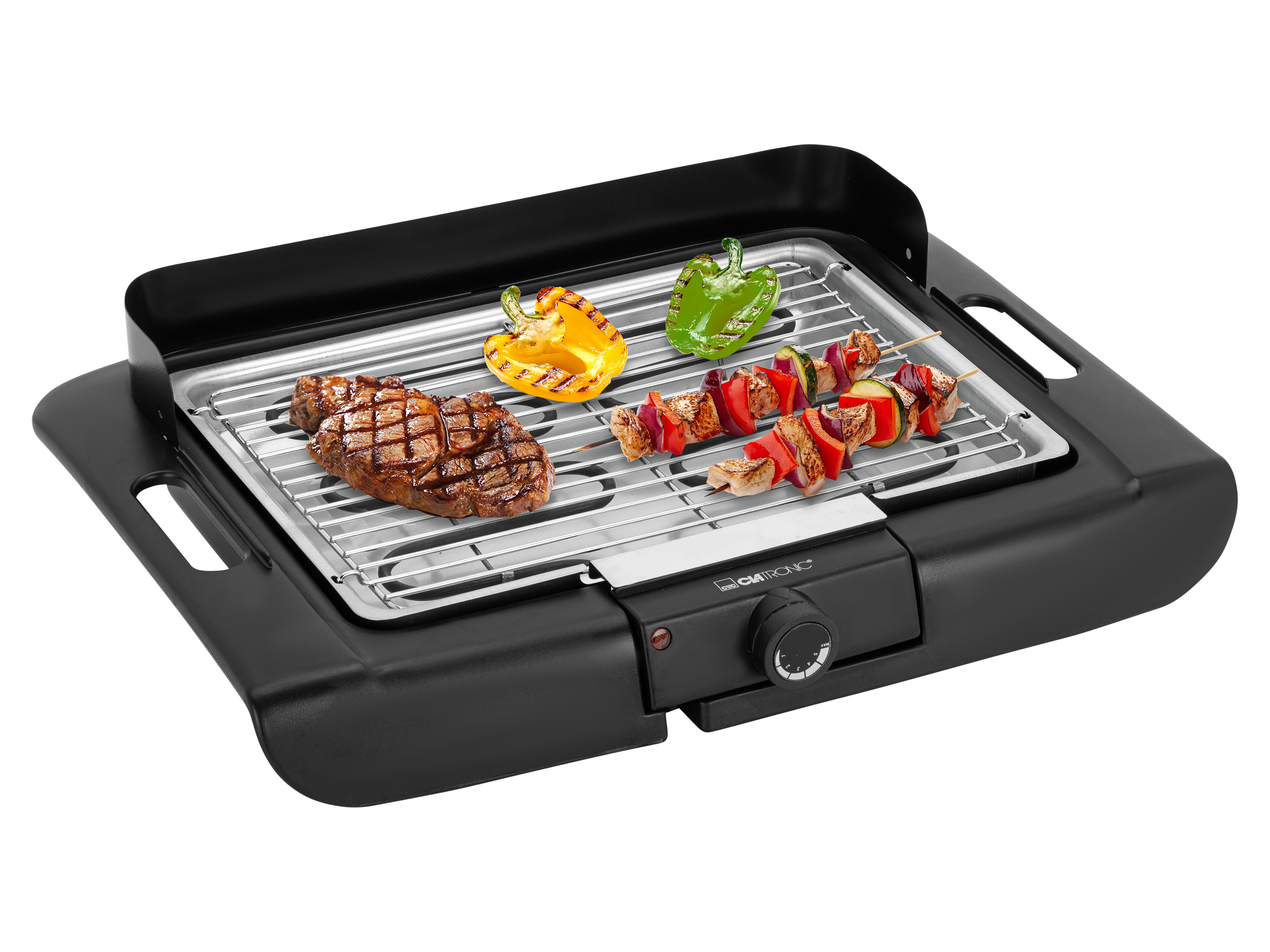 CLATRONIC Barbecue-Tischgrill BQ 3841, Elektrogrill, Schwarz, 2000 W