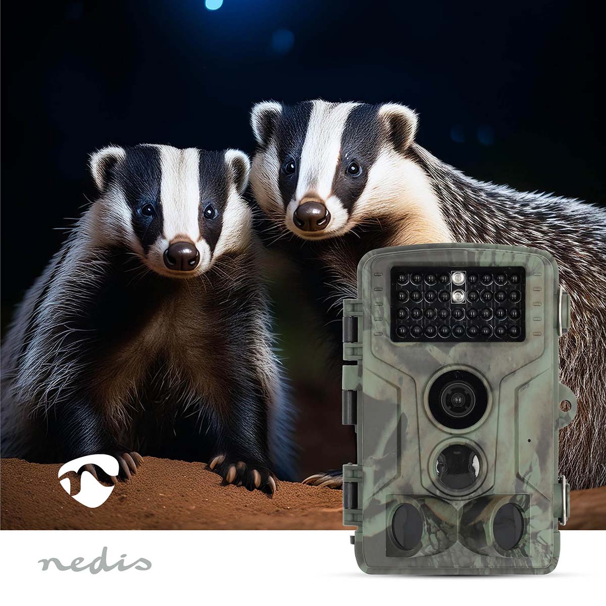 NEDIS Wildkamera WCAM180GN, 4K@10fps, 50 MP, No-Glow IR, IP65, 2,4" LCD