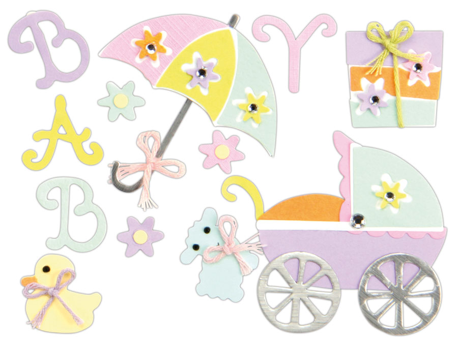 Heyda Stick-On's Mix 'Babysachen' – Selbstklebende Sticker Mit Perlen & Bändchen Für Karten, Alben & Bastelprojekte