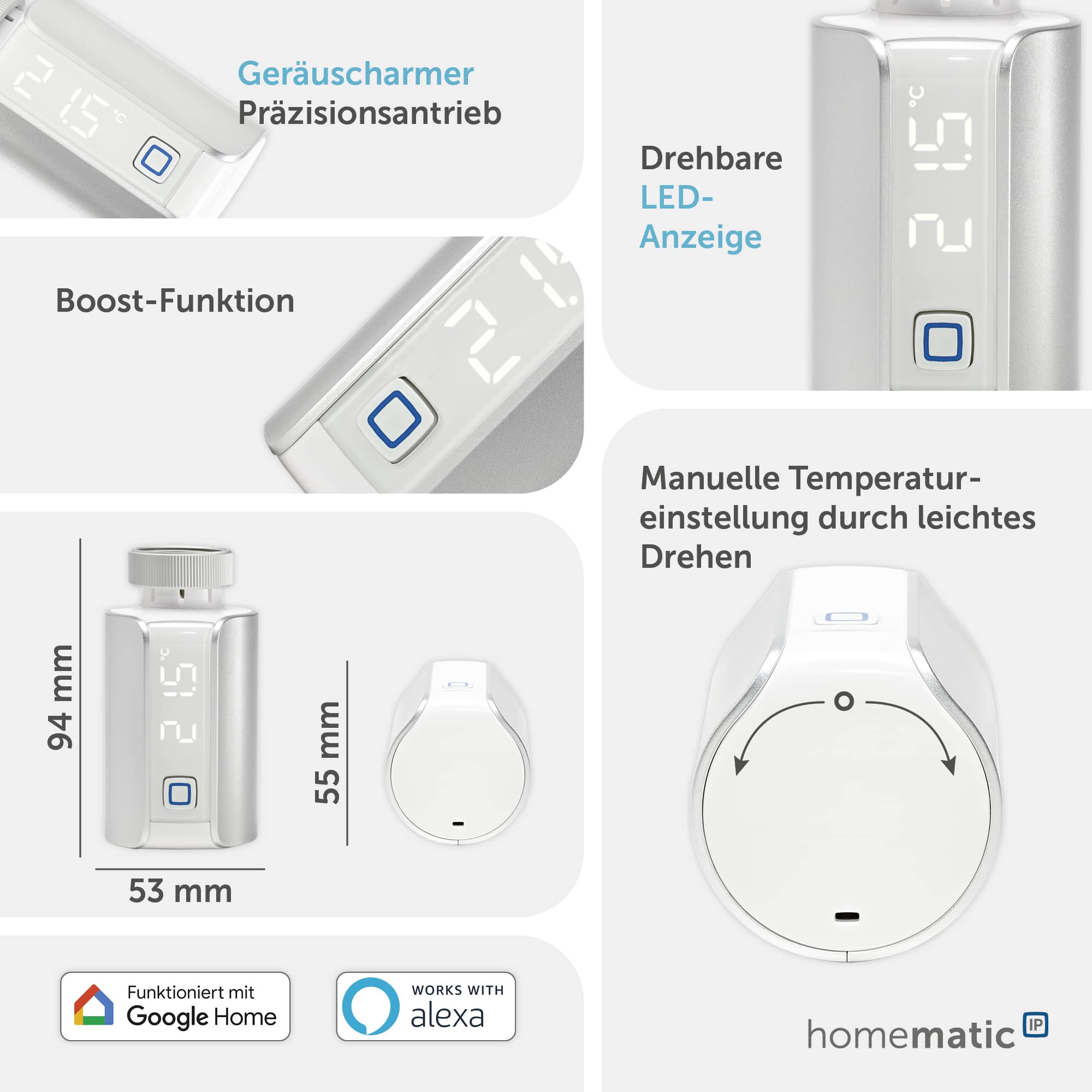 HOMEMATIC IP 156650A0, Heizkörperthermostat EVO, silber