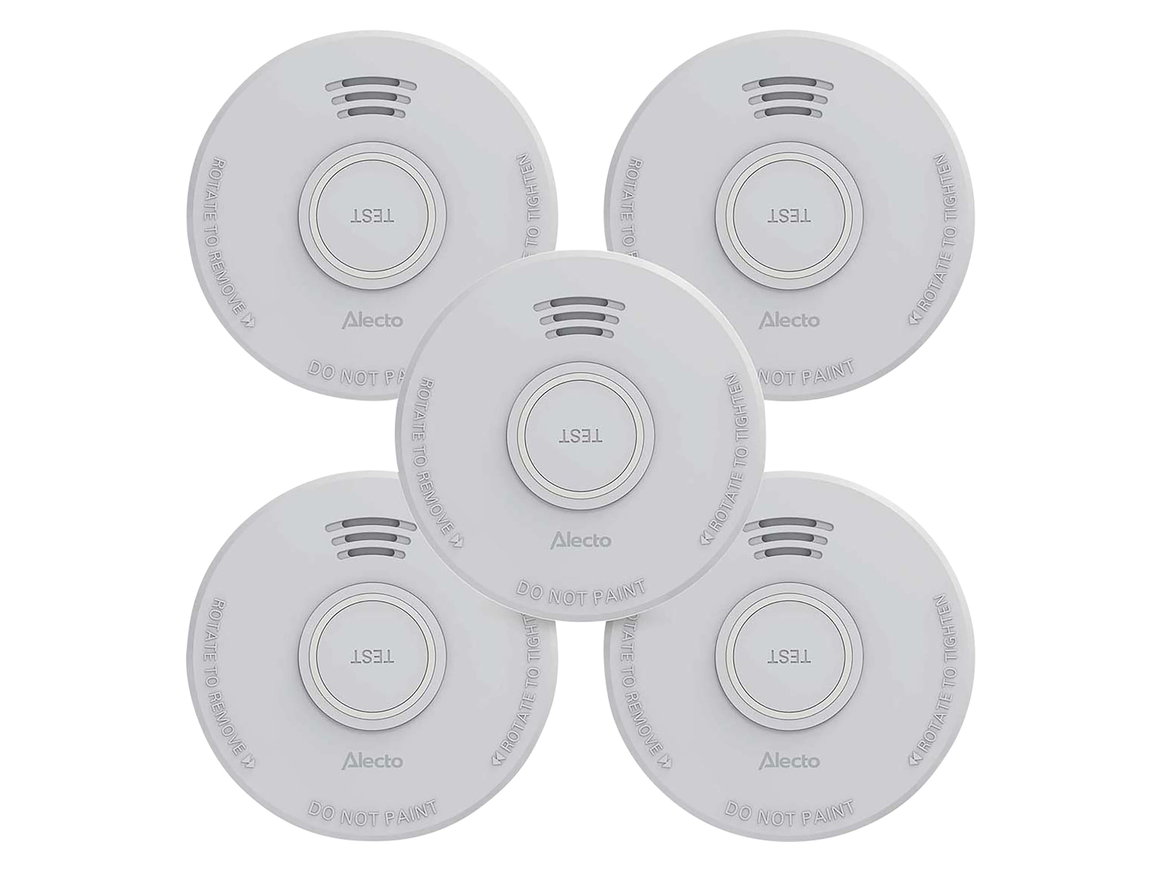 ALECTO Stand-Alone-Rauchmelder SD110 5x, 1-Jahres-Batterie, weiß, 5 Stück
