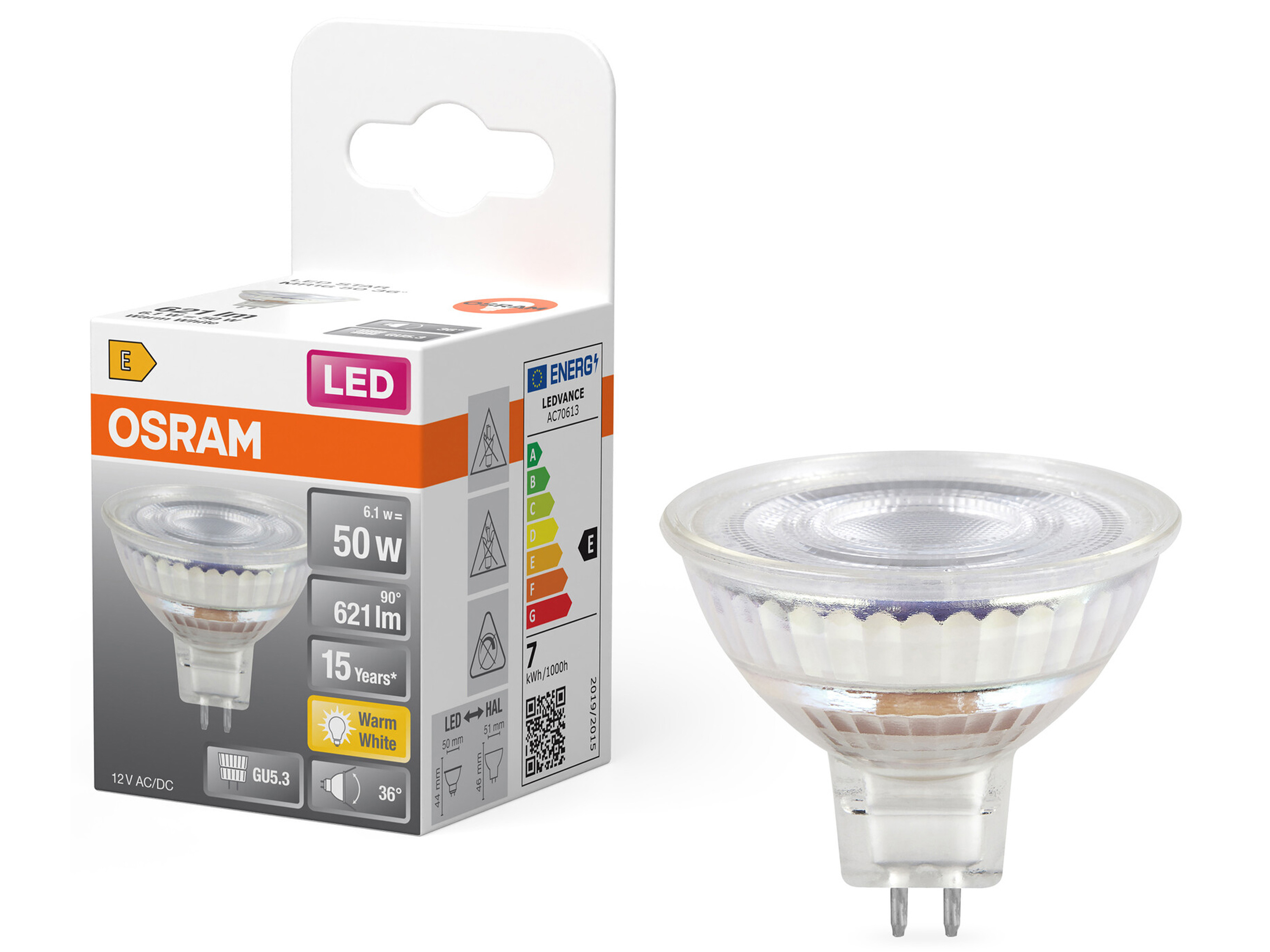 OSRAM LED-Lampe STAR, GU5.3, 6.1 W, 2700 K, EEK: E, 621 lm, IP20, warmweiß