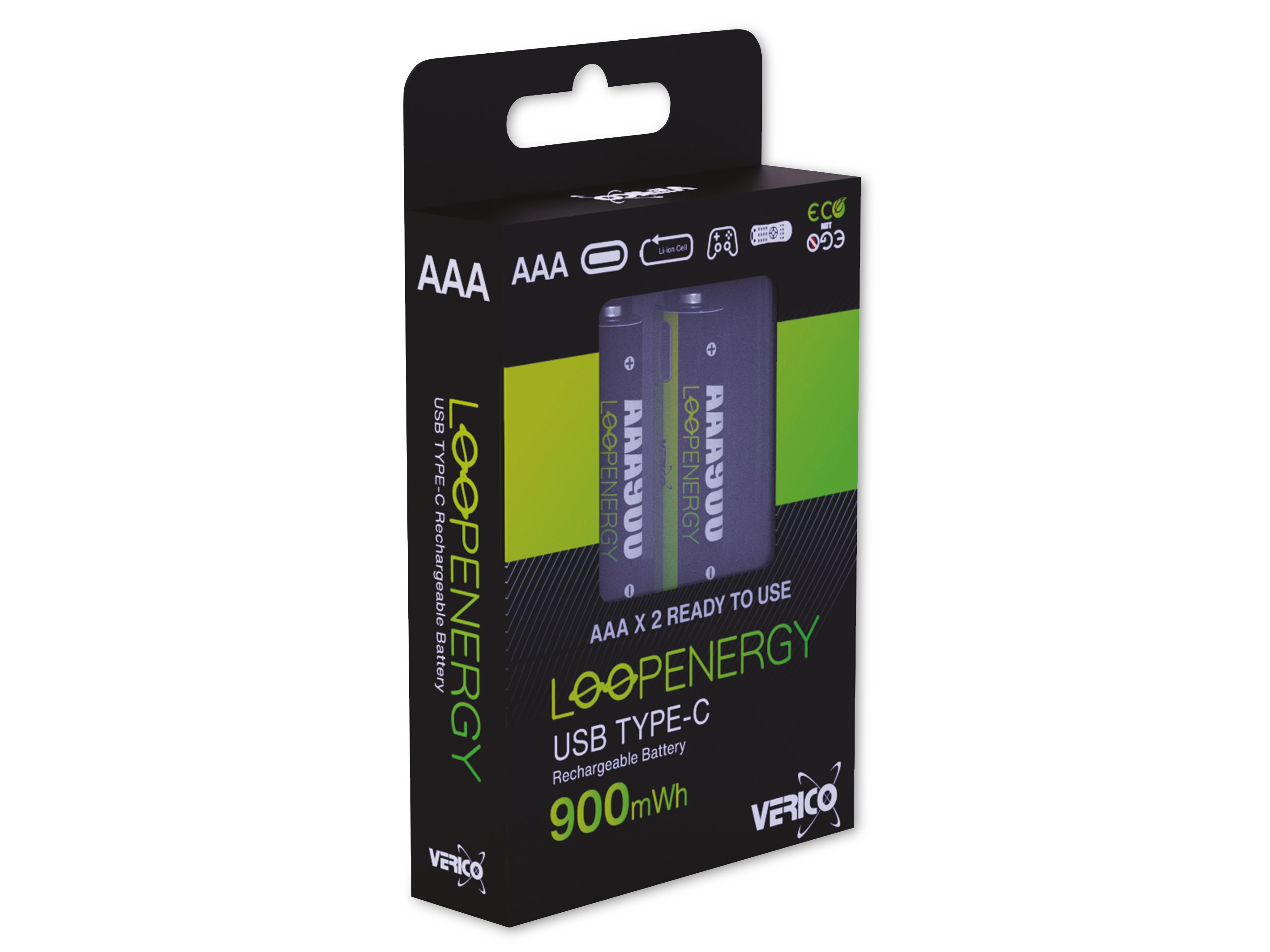VERICO Li-Ion-Akku Loop Energy AAA, mit USB-C Buchse, 2er Pack