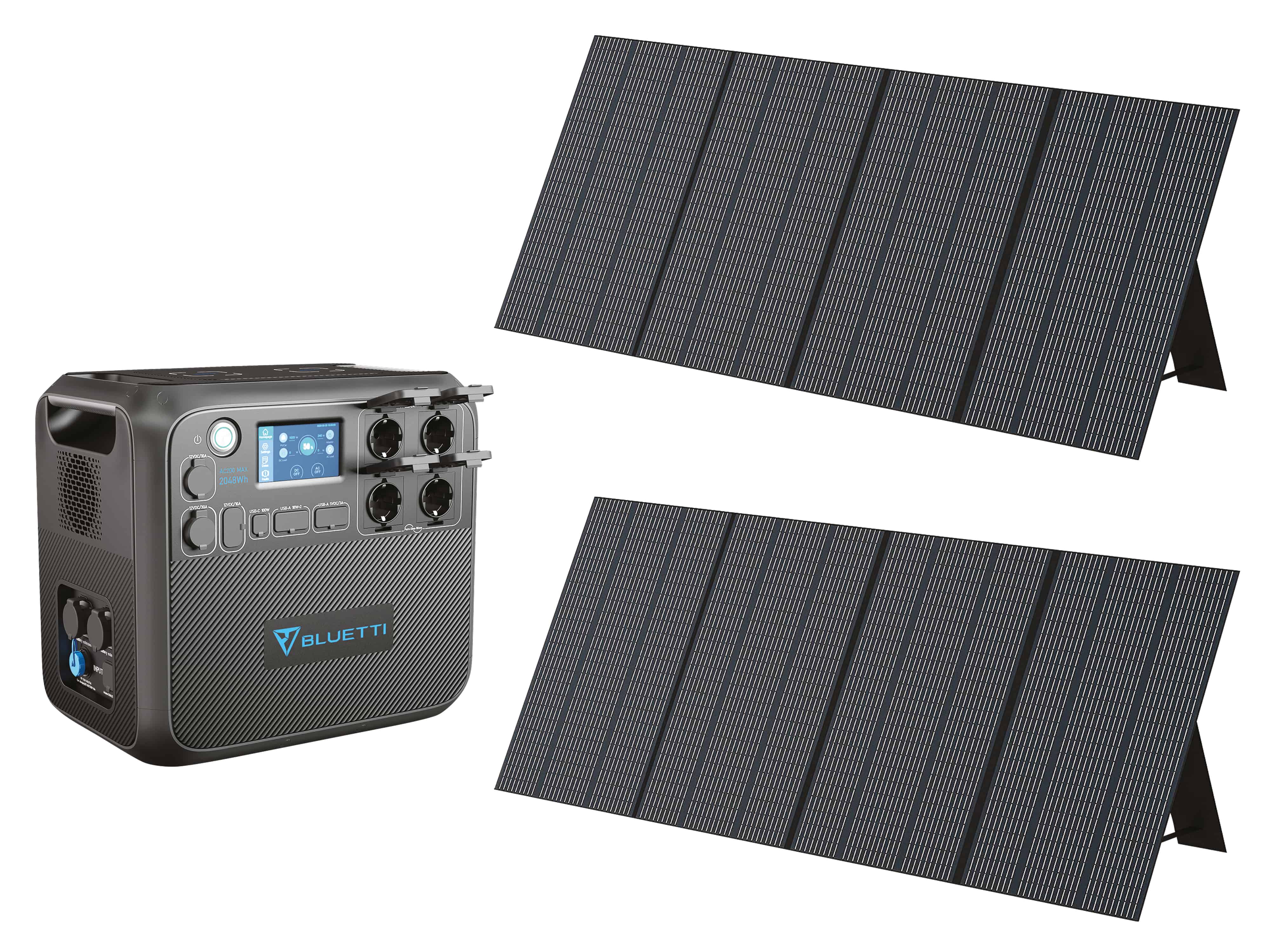 BLUETTI Powerstation-Set AC200Max + 2x 350 W Solarmodul
