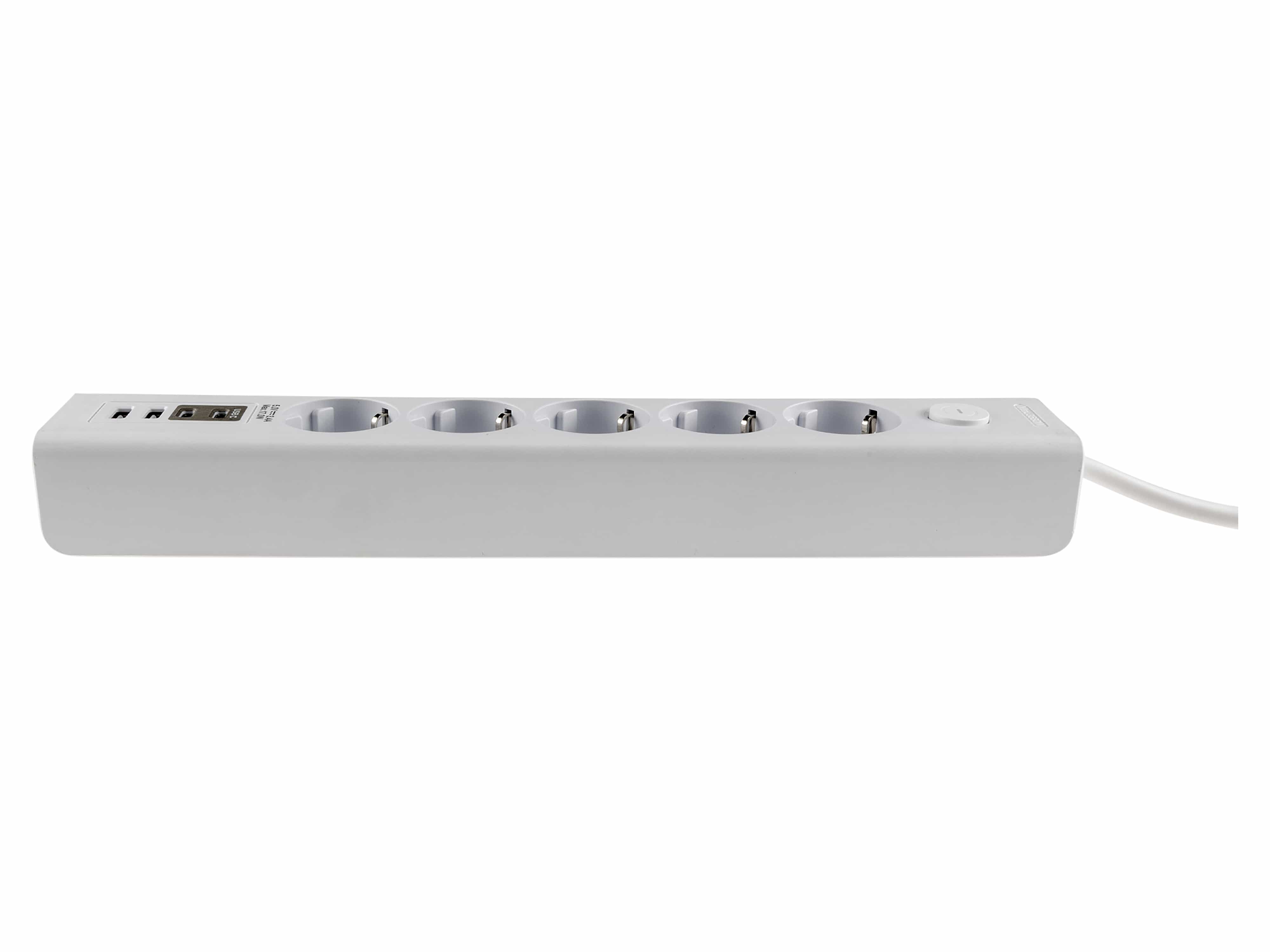 CHILITEC Steckdosenleiste, 5-fach, USB-A+C, 1,5 m Zuleitung, weiß