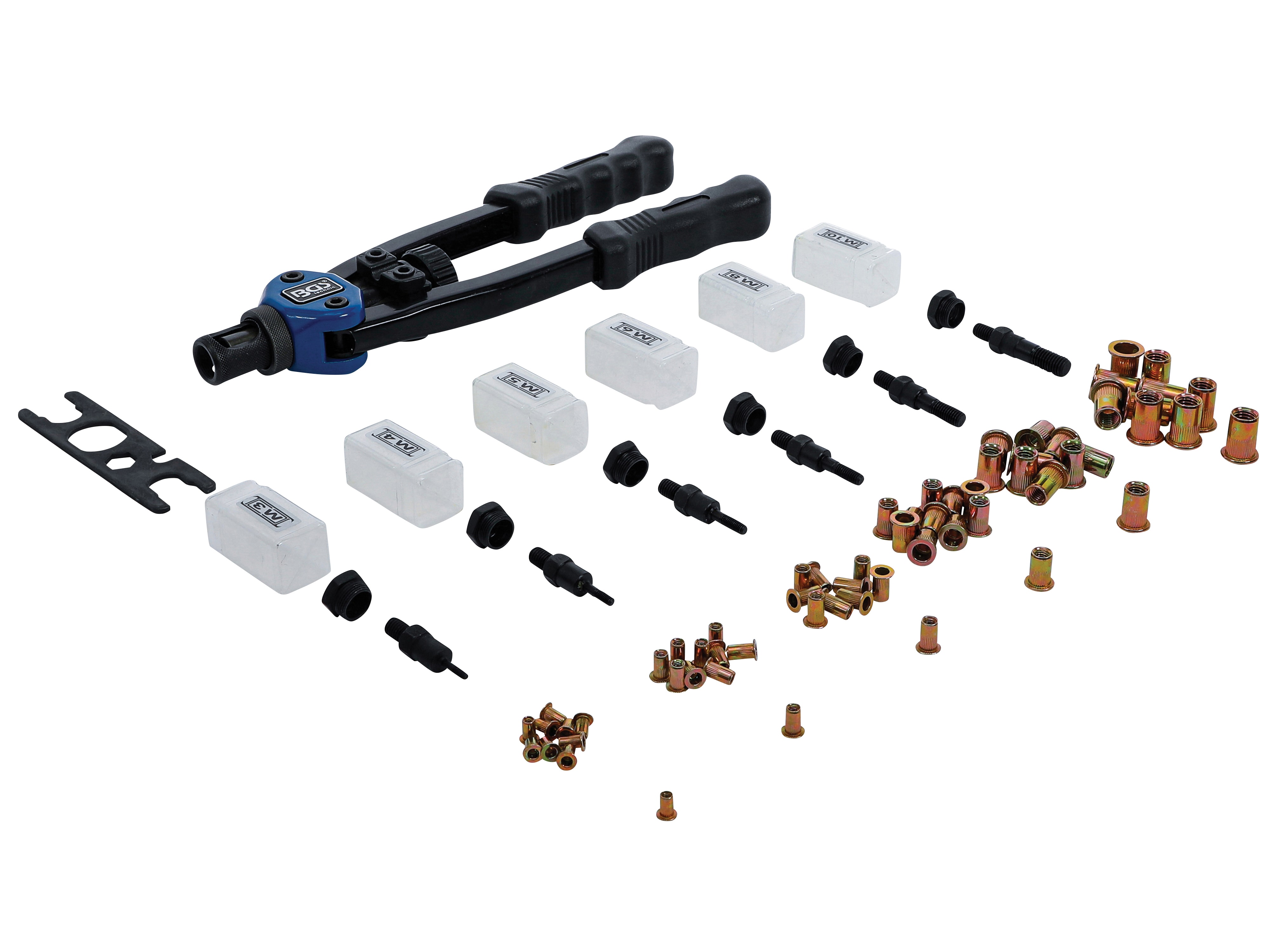 BGS TECHNIC Nietmutternzangen-Set, M3 - M10, 68-teilig