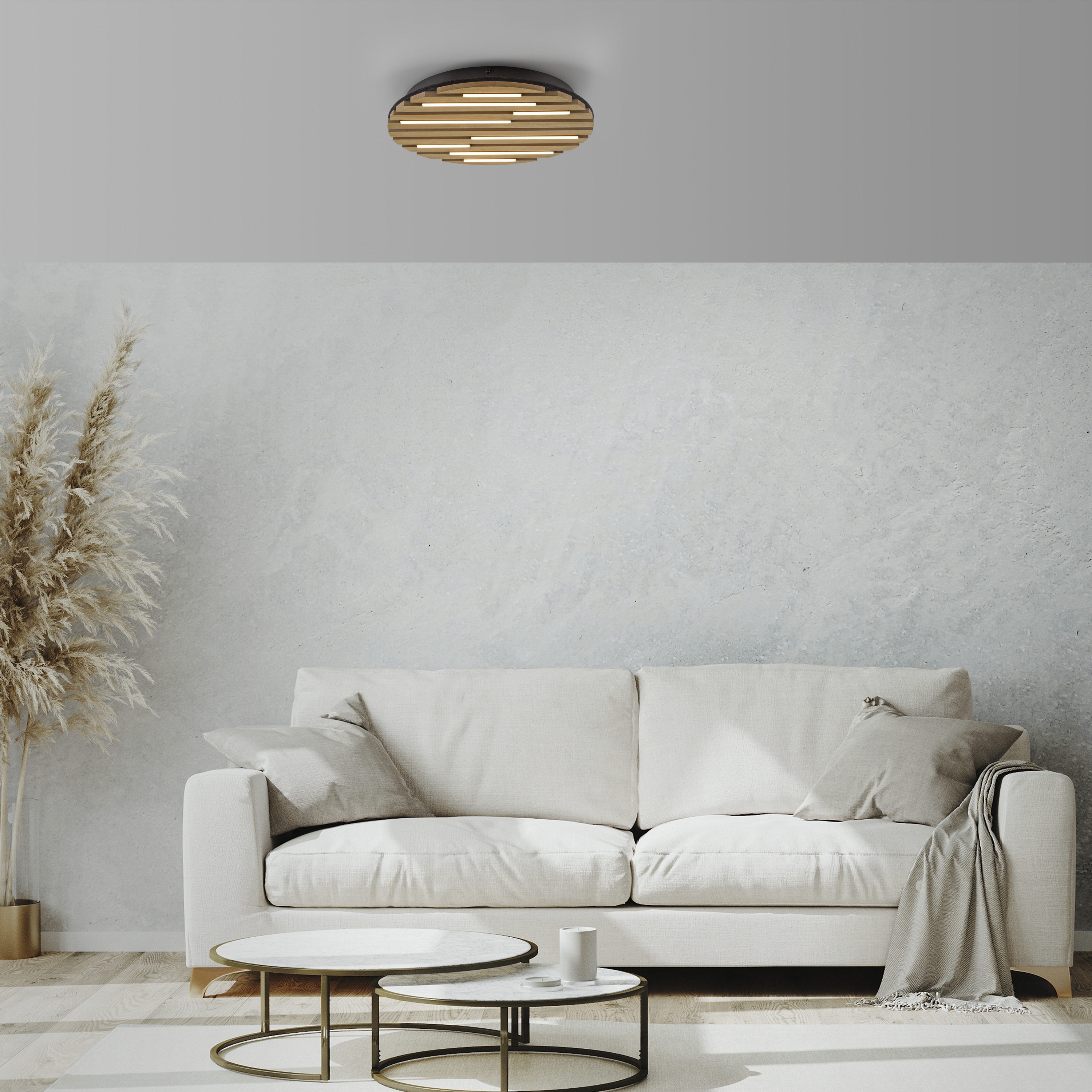 JUST LIGHT LED-Deckenleuchte 15592-79, 12W, 3000K, 1700lm, warmweiß, IP20, Holz/schwarz