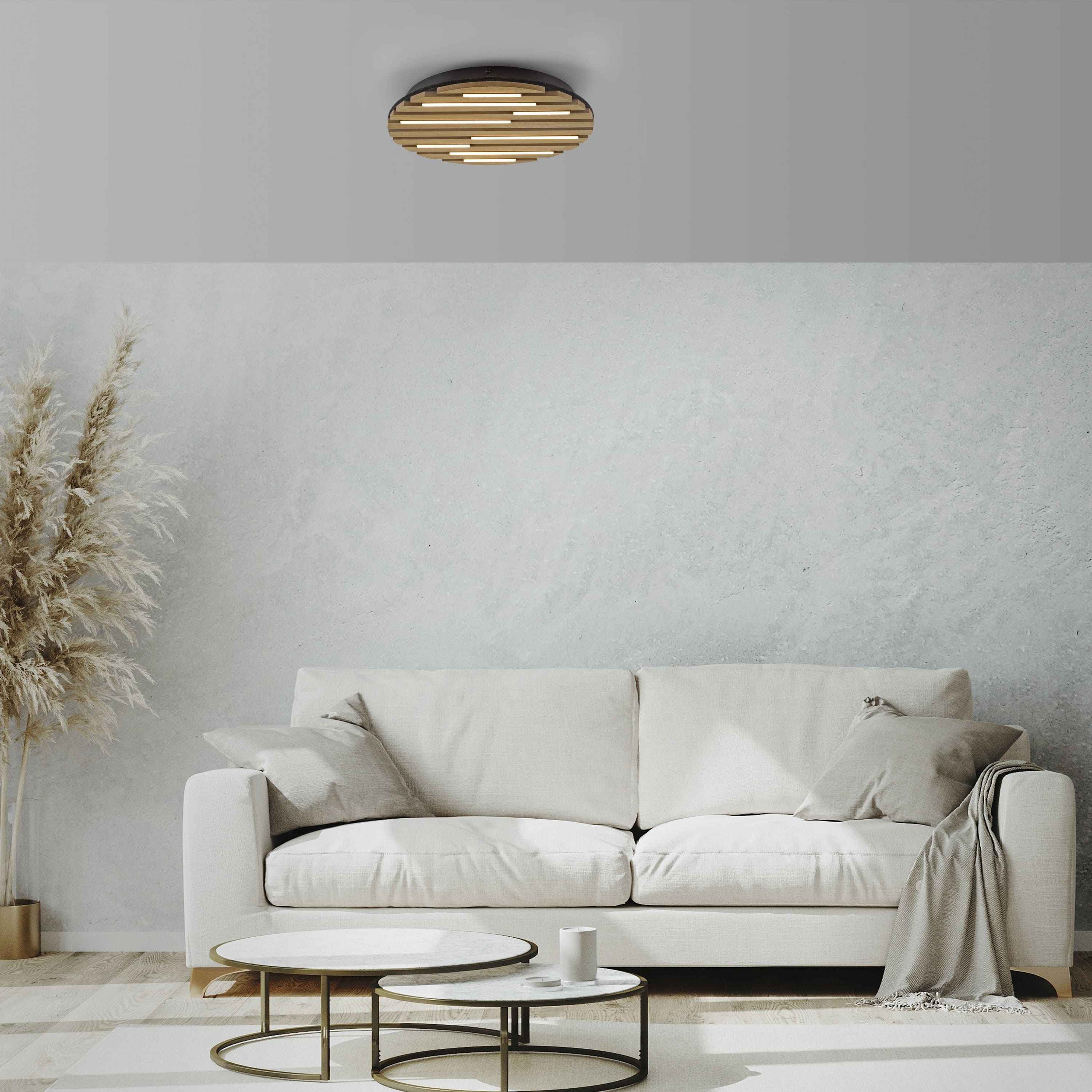 JUST LIGHT LED-Deckenleuchte 15592-79, 12W, 3000K, 1700lm, warmweiß, IP20, Holz/schwarz
