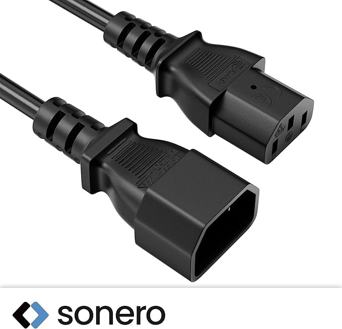 SONERO Kaltgeräteverlängerung, X-C13P-C13F-010B, gerade, schwarz, 1m SONERO Kaltgeräteverlängerung, X-C13P-C13F-010B, gerade, schwarz, 1m