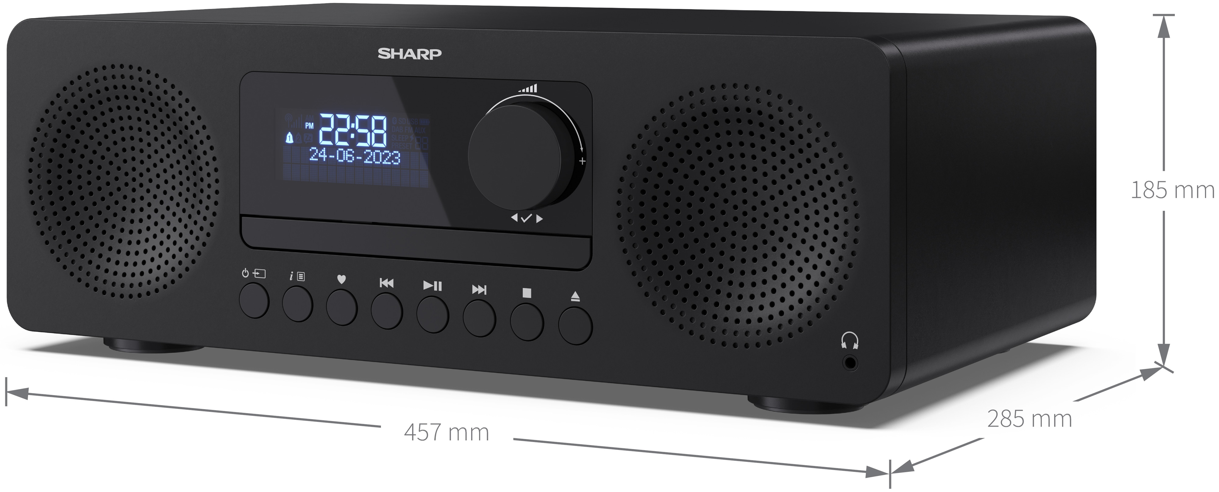 SHARP HiFi-Anlage XL-B720D, All-in-one, schwarz, DAB+, Bluetooth, MP3, CD-Lafw.