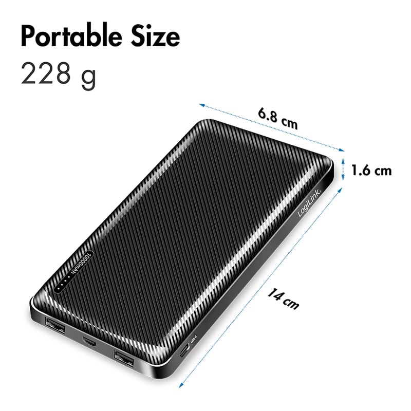 LOGILINK POWERBANK PA0316, 10.000mAh, schwarz, 2-fach USB-A Ausgang LOGILINK POWERBANK PA0316, 10.000mAh, 2-fach USB-A Ausgang