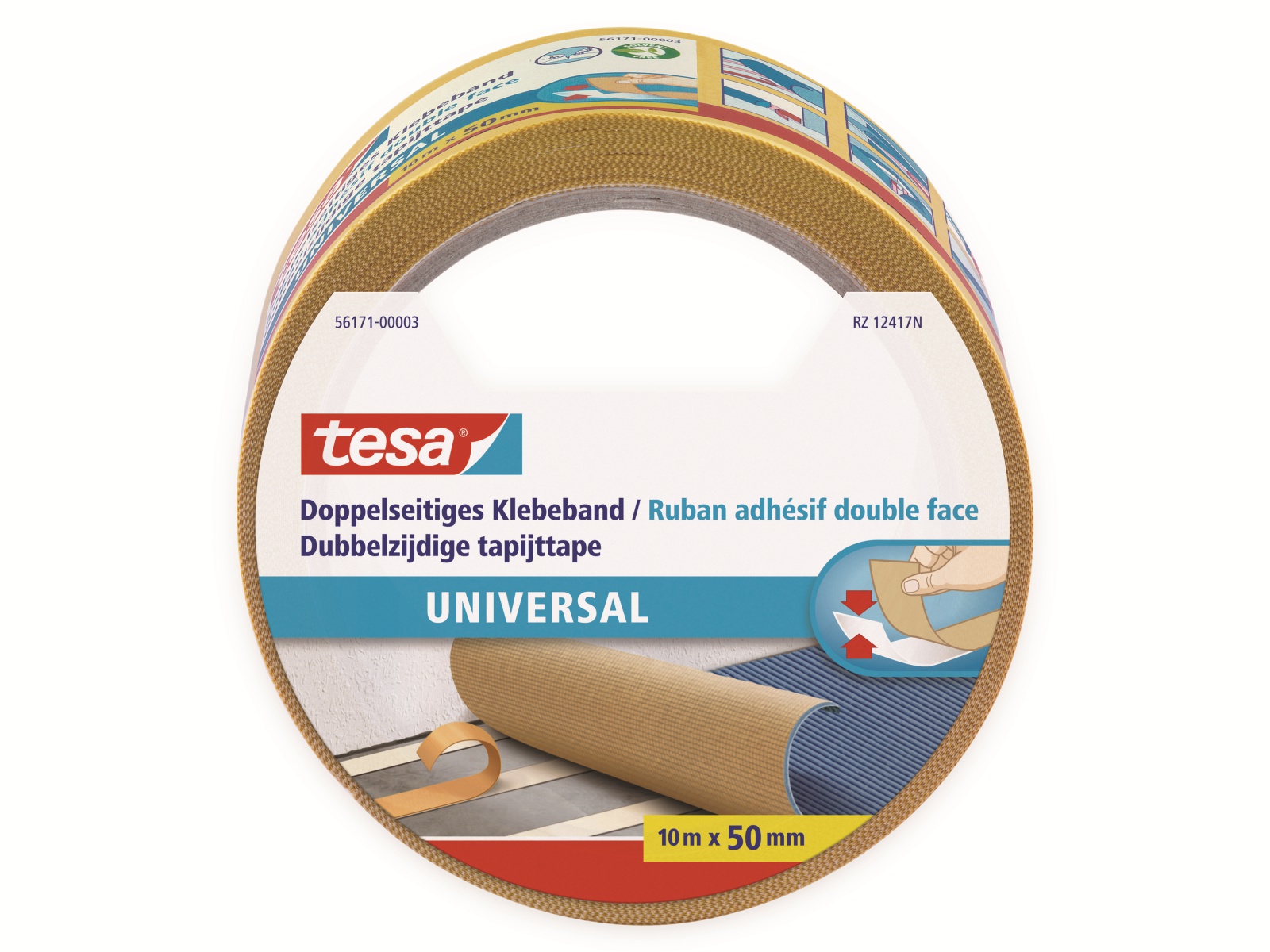 TESA ® Doppelseitiges Klebeband, universal, 10m:50mm, 56171-00003-11