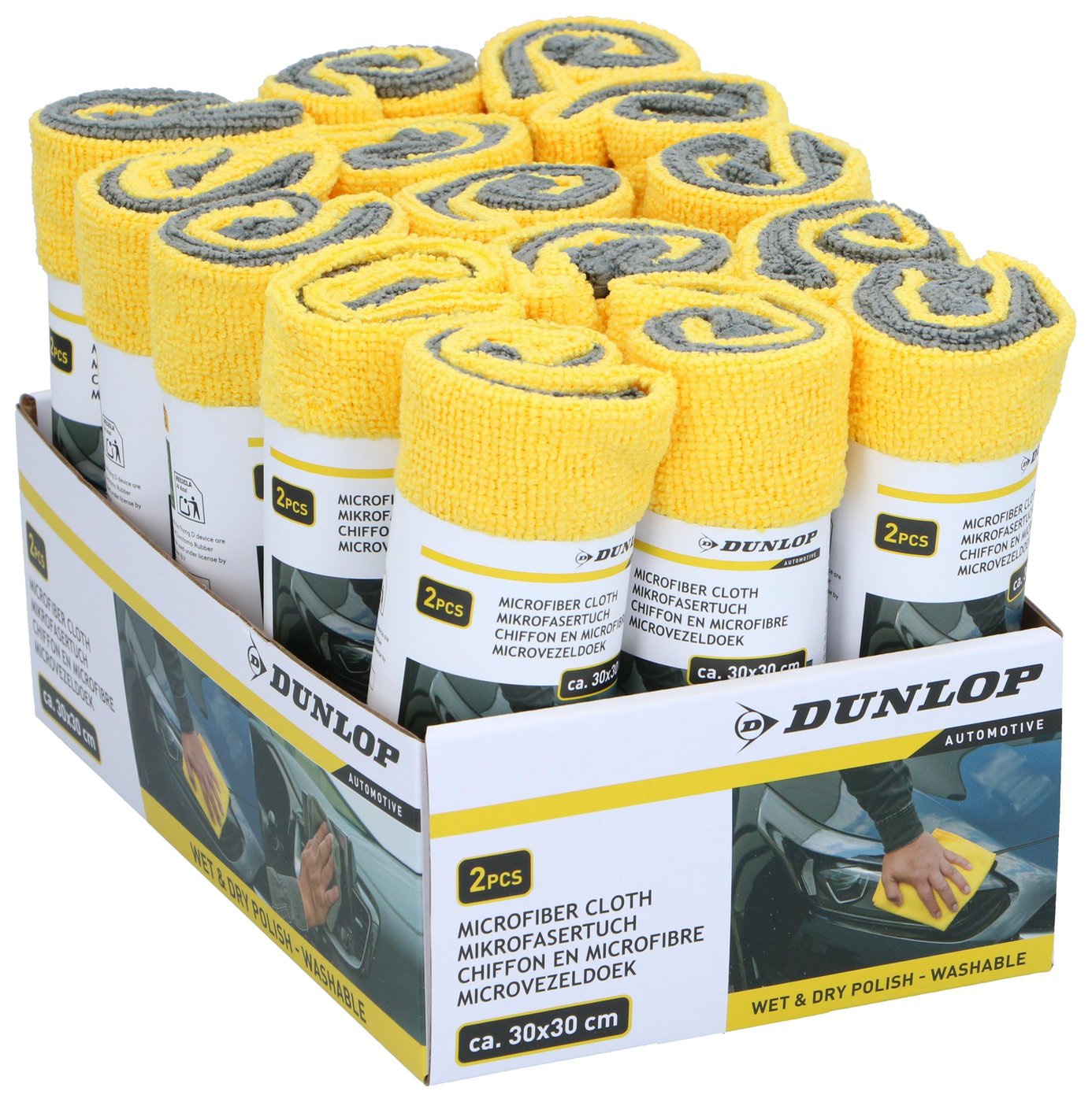 DUNLOP Mikrofasertuch, 30x30 cm, gelb/grau DUNLOP Mikrofasertuch, 30x30 cm, gelb/grau