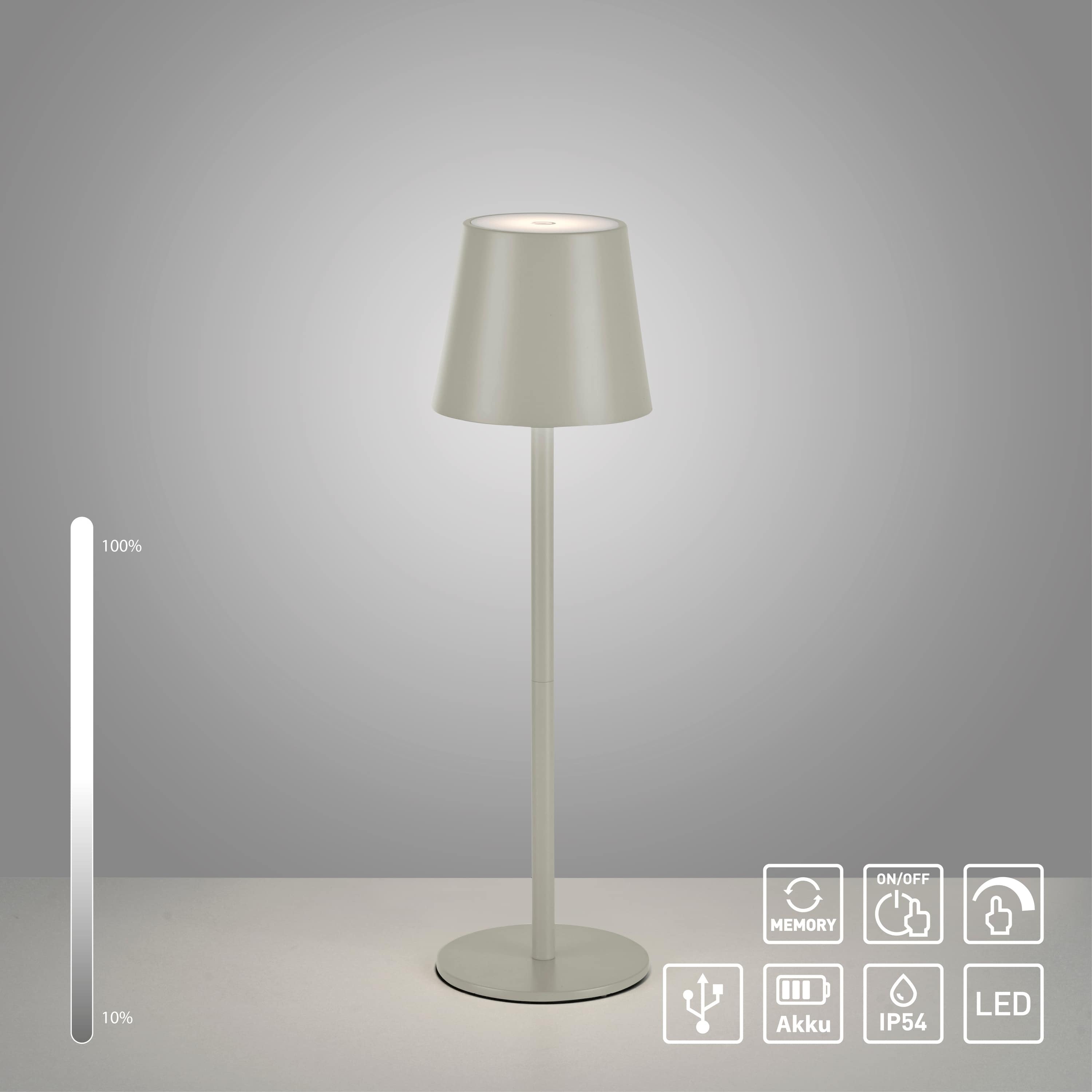 JUST LIGHT LED-Akku-Tischleuchte 19250-40 grau-beige, 2,5 W, 320 lm, 3000 K, IP54 JUST LIGHT LED-Akku-Tischleuchte 19250-40 grau-beige, 2,5 W, 320 lm, 3000 K, IP54