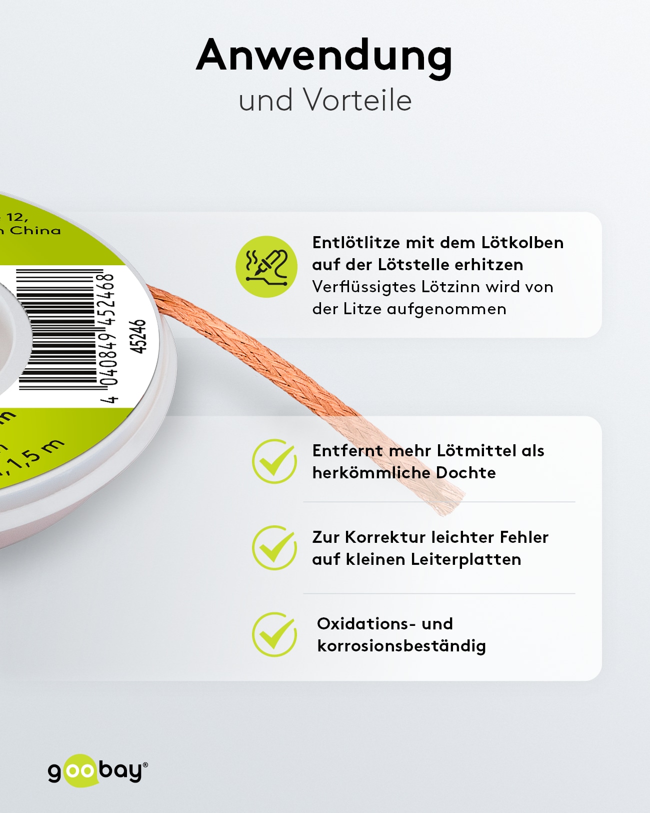 GOOBAY Entlötlitze, Ø 2,0 mm, 1,5 m
