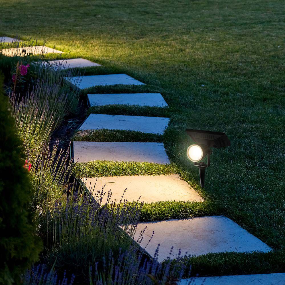 V-TAC Solar LED-Gartenleuchte VT-952, 2 W, 3000 K, IP65, schwarz