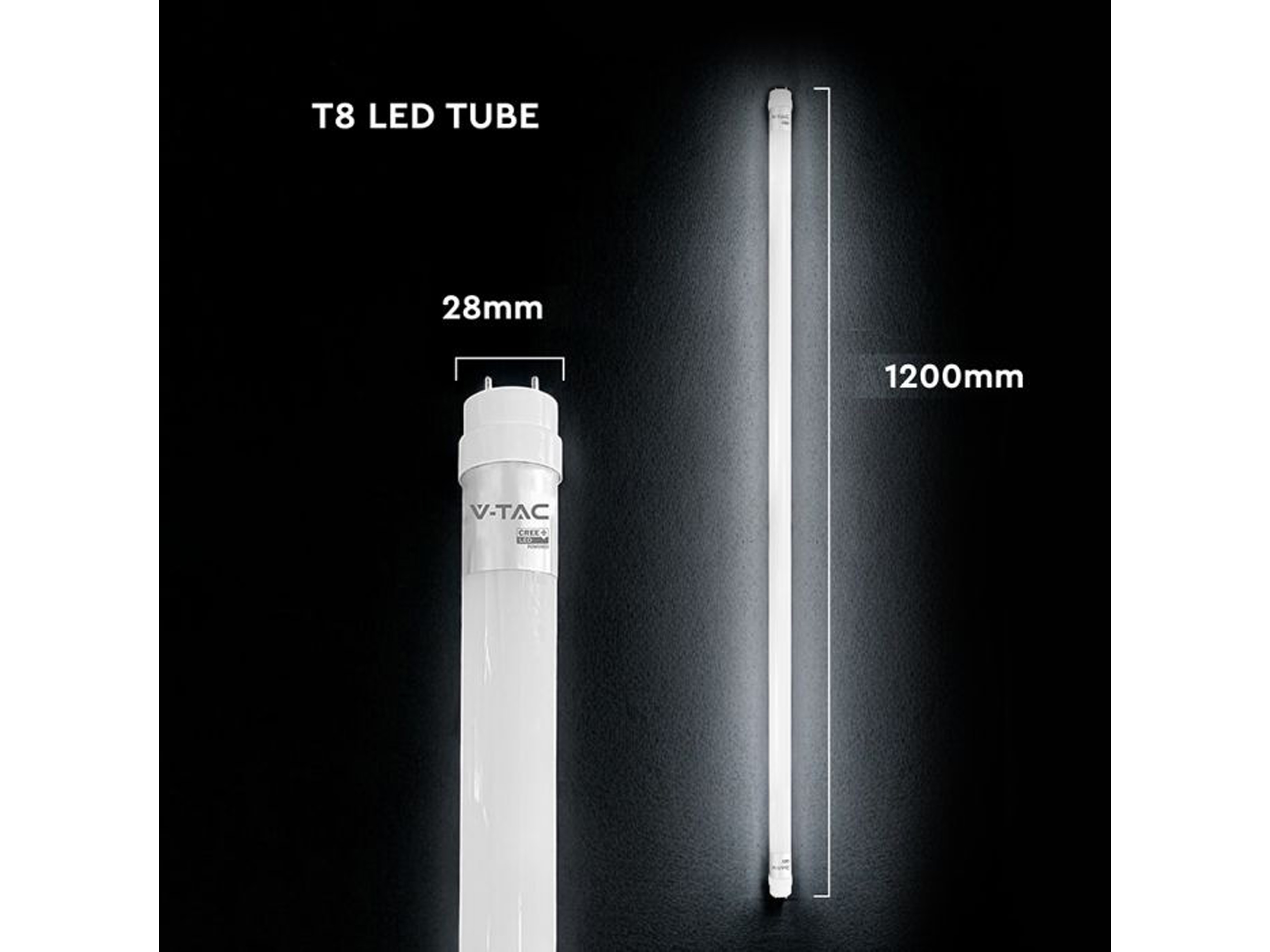 V-TAC LED-Röhre VT-012, 12W, 6500K, EEK: D, 1800lm, kaltweiß, IP20, 120 cm