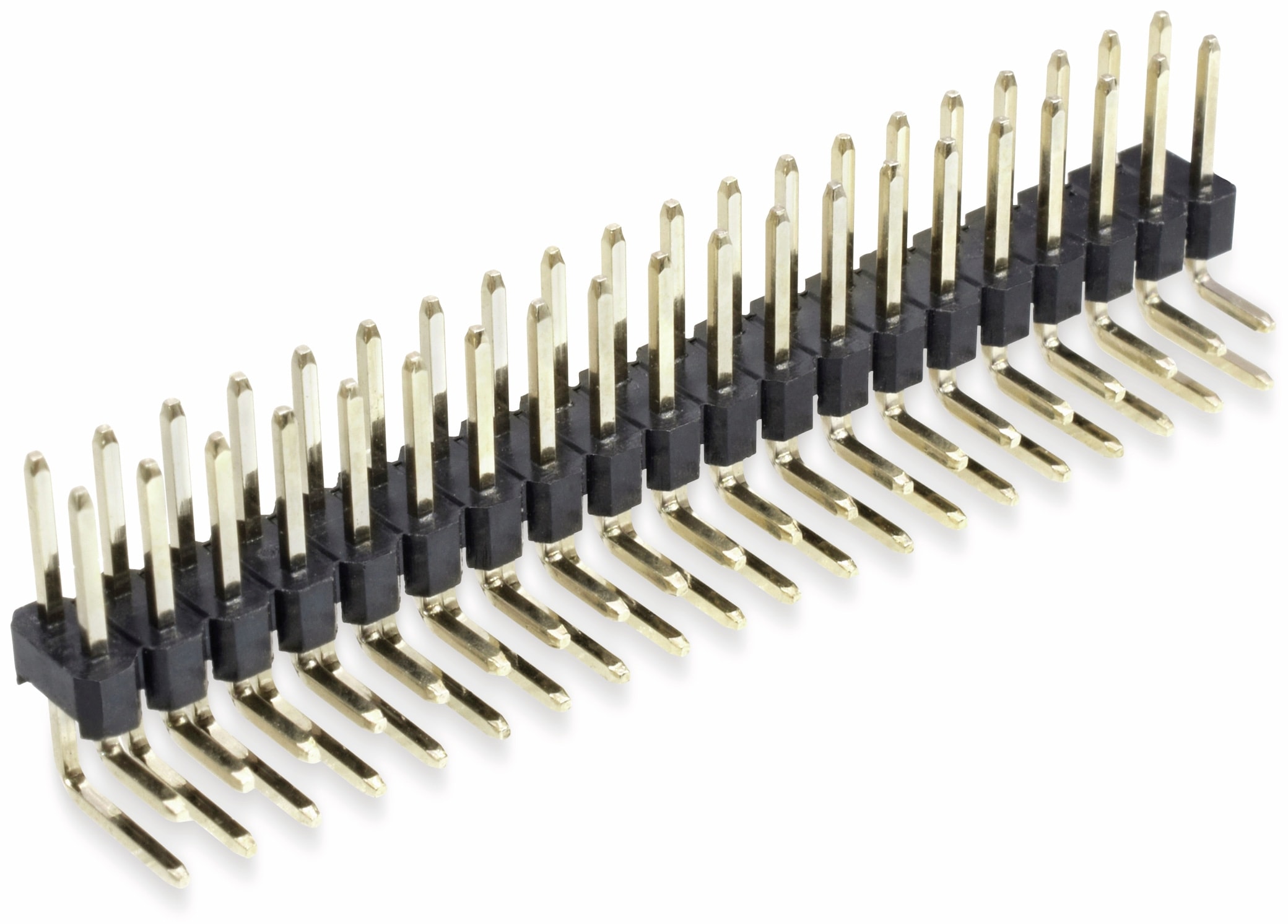 Stiftleiste, 2 x 20, 2,54 mm, gewinkelt, 0,8µ Au (Gold), 5 Stück Stiftleiste, 2 x 20, 2,54 mm, gewinkelt, 0,8µ Au (Gold), 5 Stück