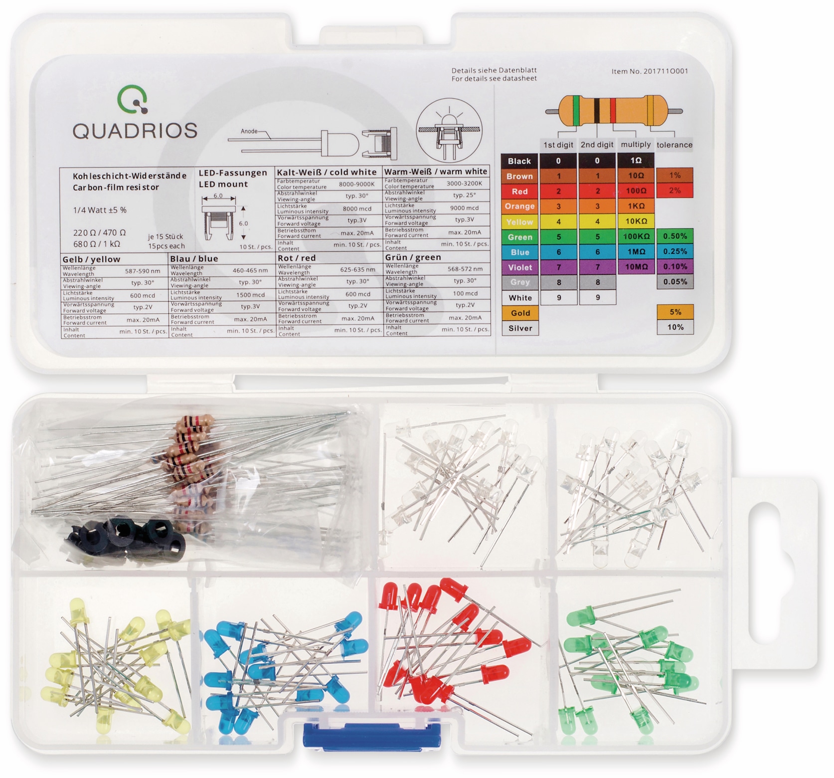 QUADRIOS, 201711O001, Standard LED-SET 3 mm, Diffus, Klar, 130 ST