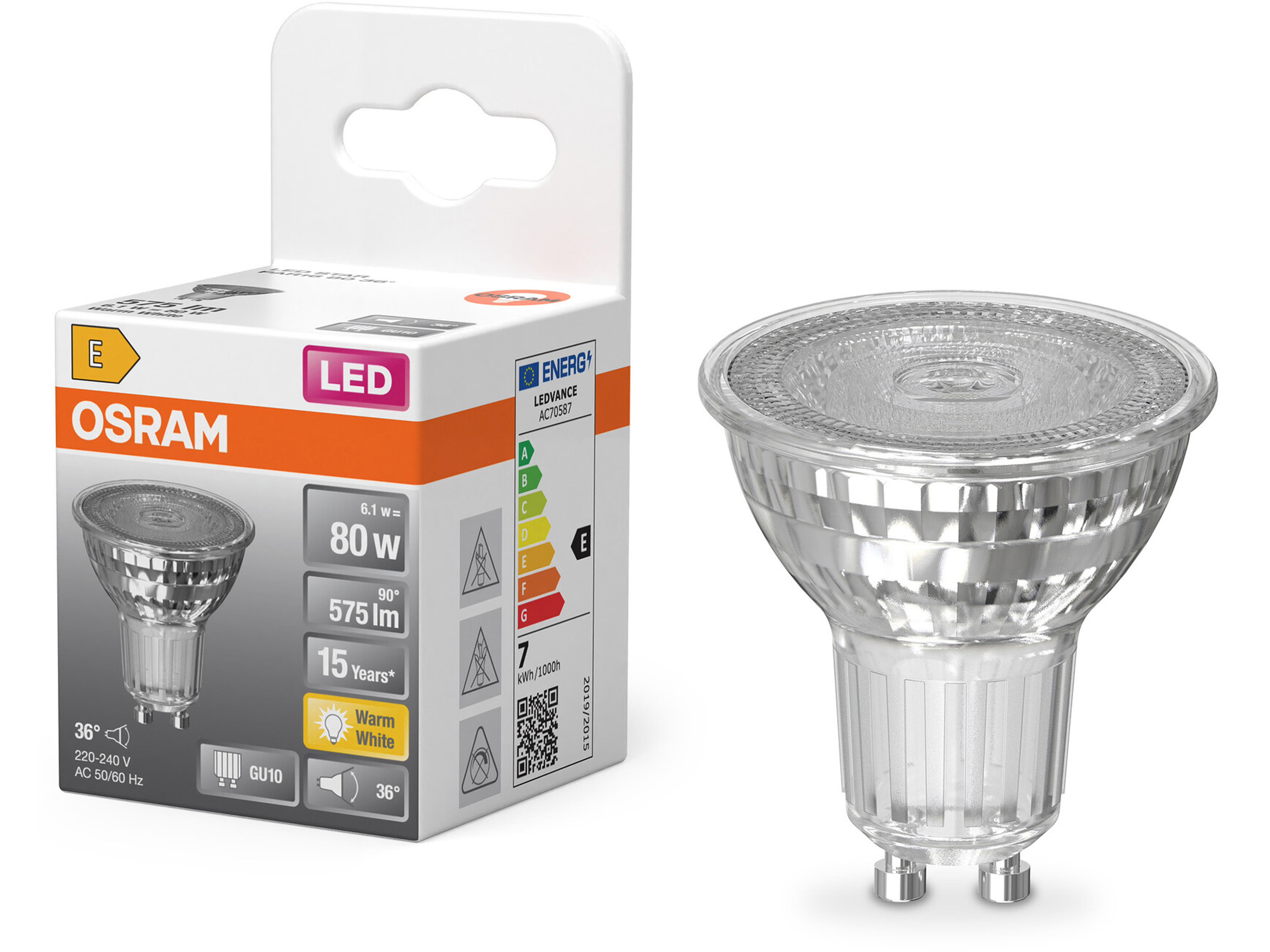 OSRAM LED-Lampe SUPERSTAR, dimmbar, GU10, 2 W, 2700 K, EEK: E, 210 lm, warmweiß