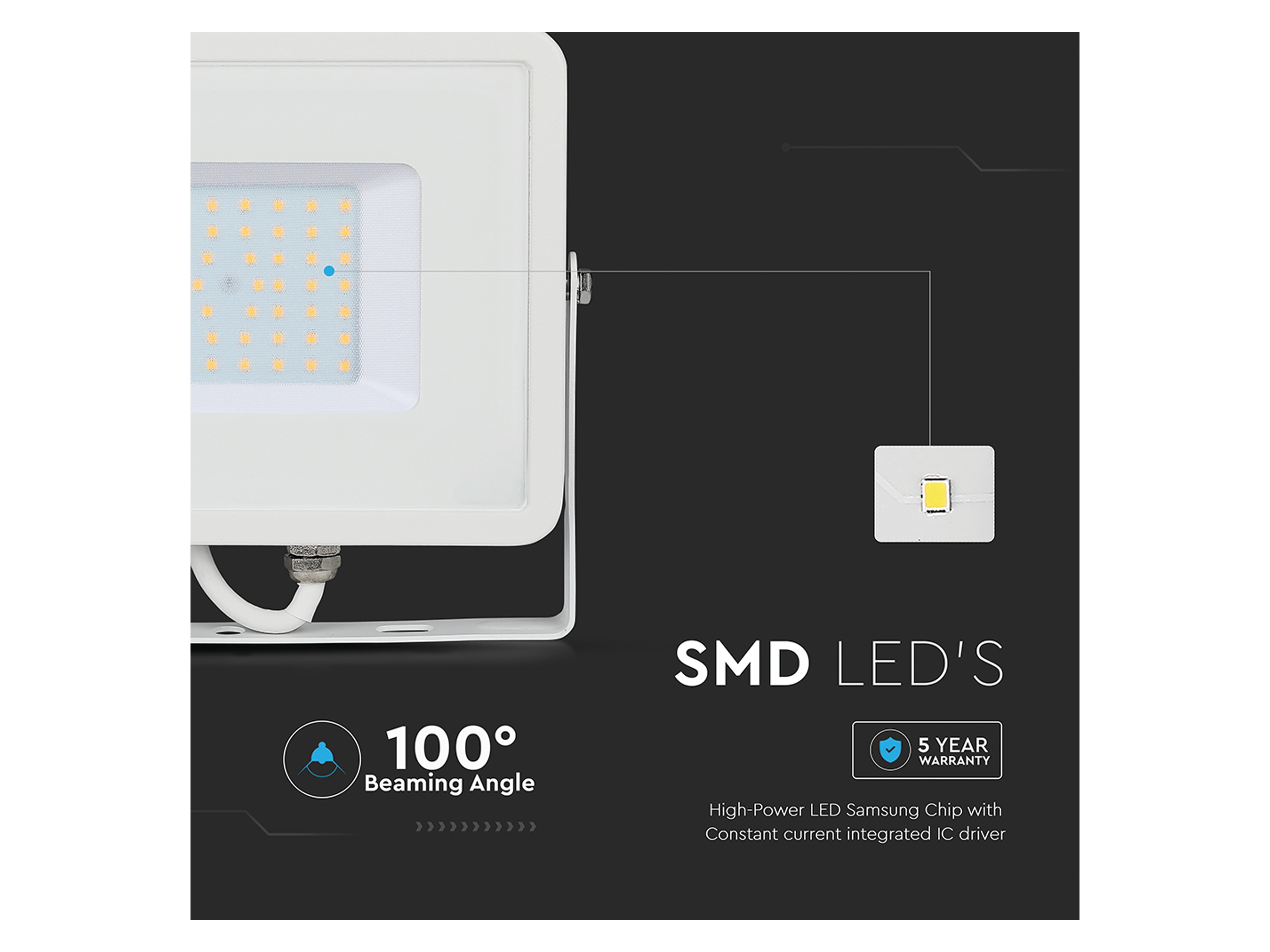 V-TAC LED-Flutlichtstrahler VT-50 (410), EEK: F, 50 W, 4000 lm, 4000K