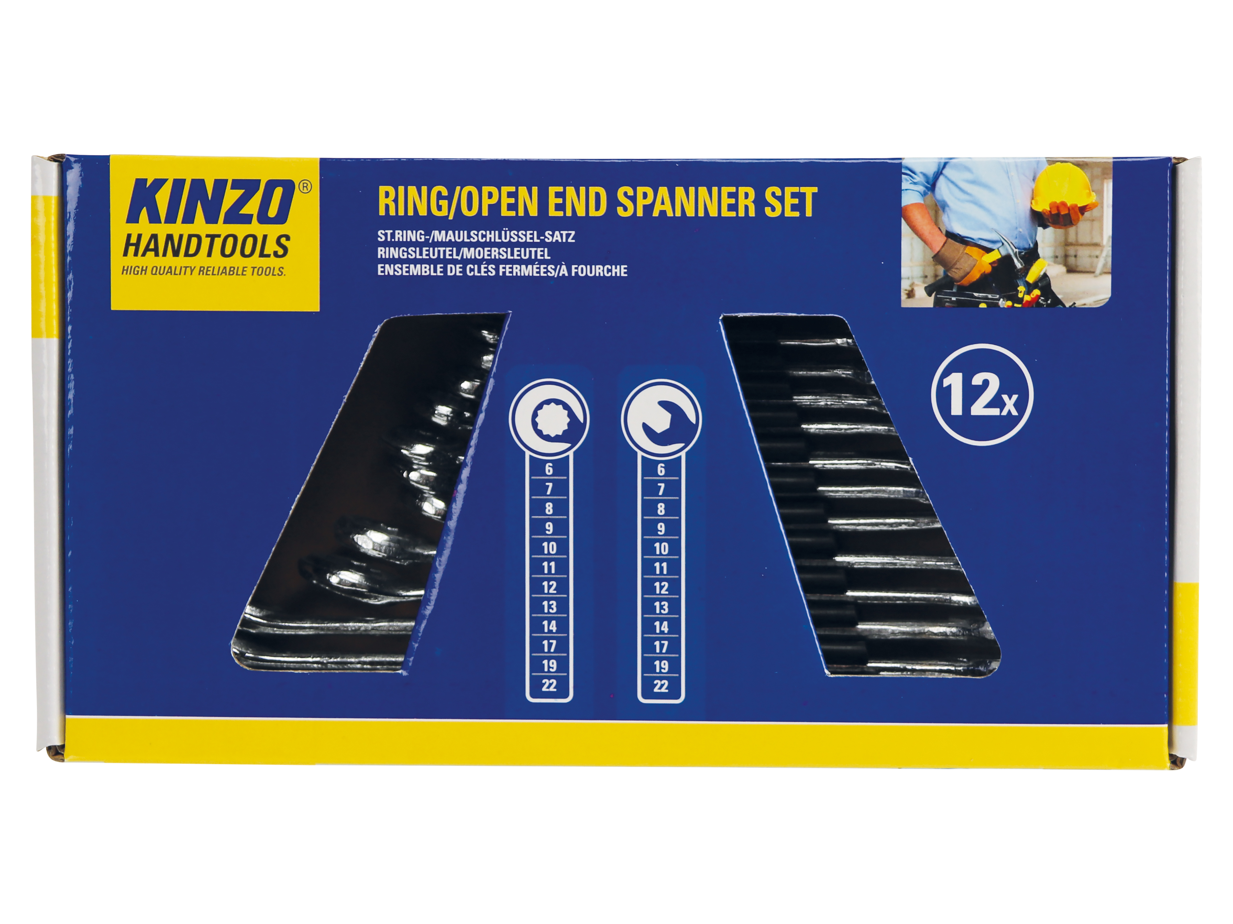 KINZO Gabel-Ringschlüsselsatz, 6-22 mm, 12-teilig