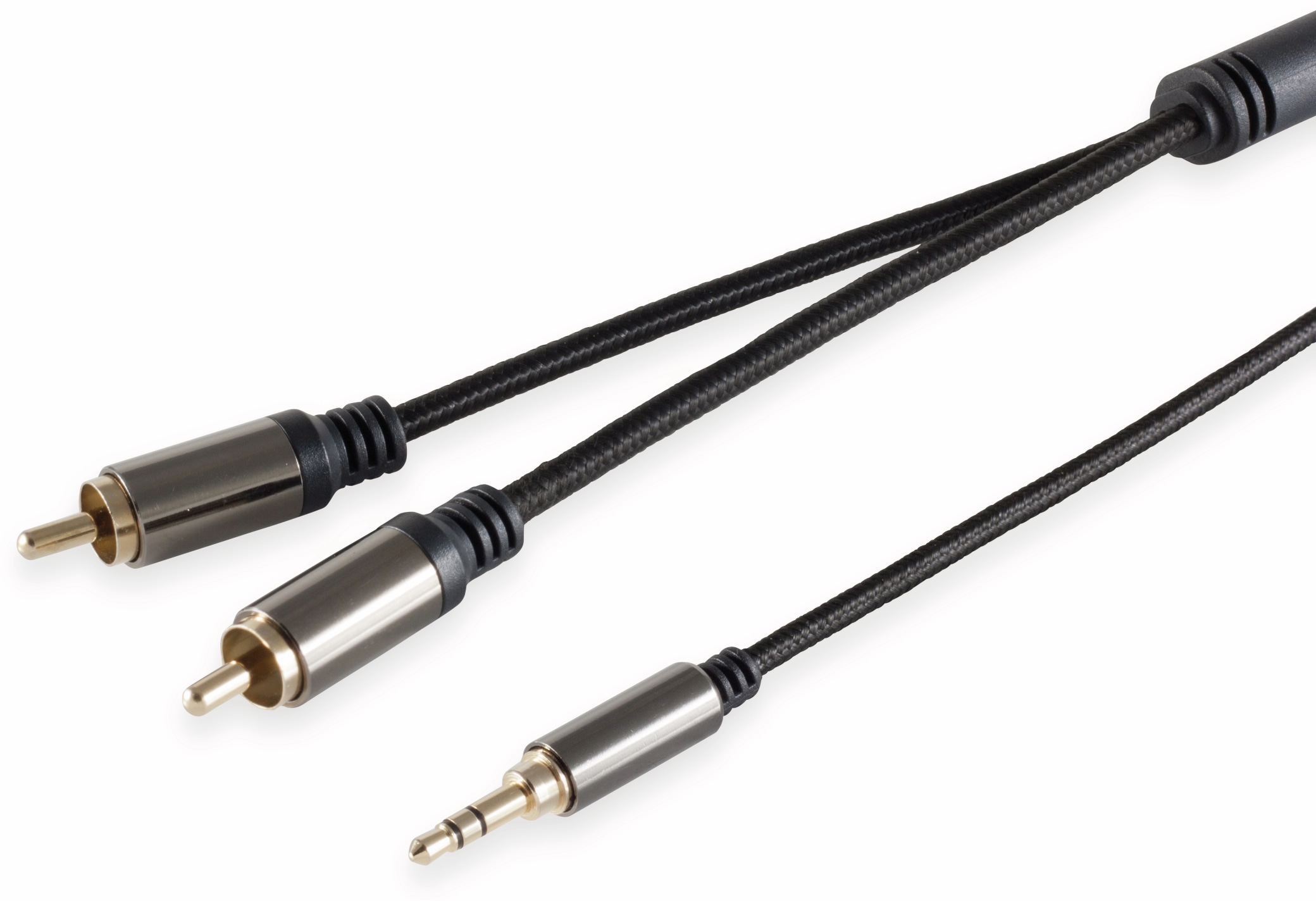BLACK COTTON Audio-Adapterkabel Klinke/Cinch, 3,5 mm, Stereo, 0,5 m, schwarz