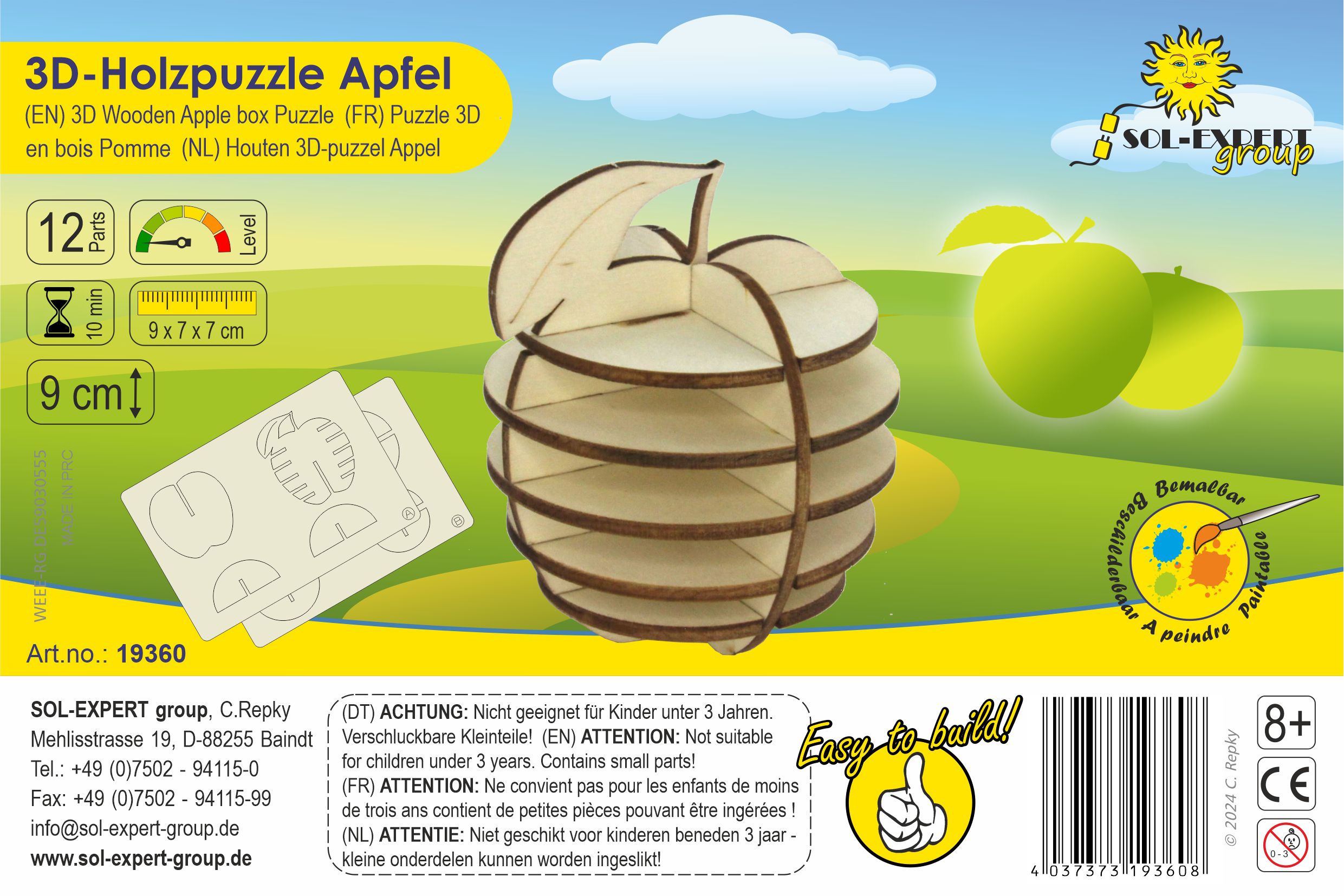 SOL-EXPERT 3D Holz Puzzle Apfel