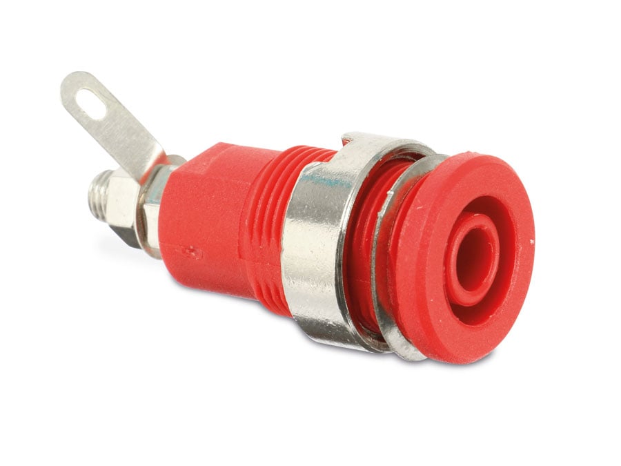 Sicherheits-Einbaubuchse, CAT III, 32 A, 4 mm, rot