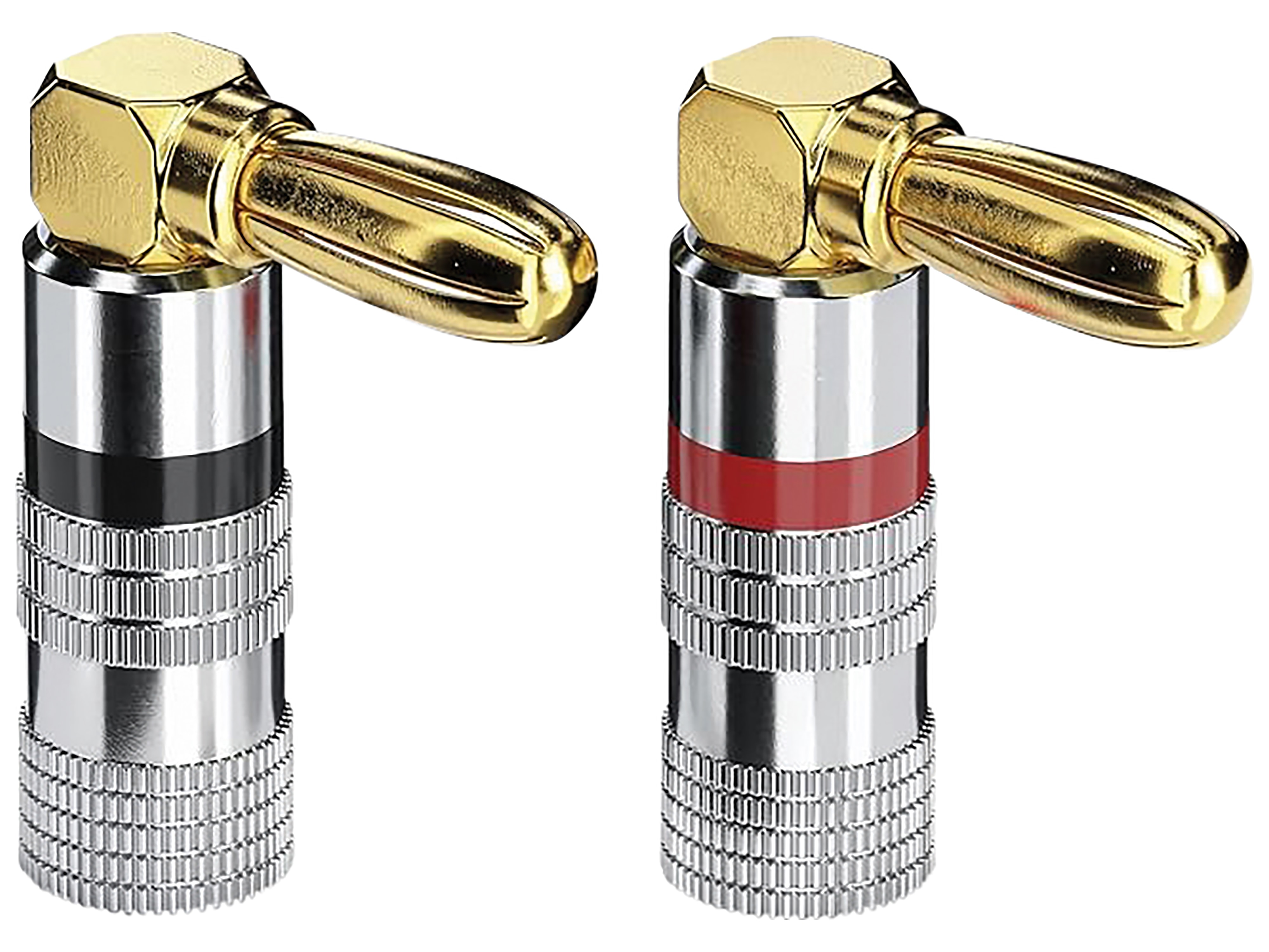 SONERO Bananenstecker S-SC090-08, gewinkelt 90° vergoldet 8er Set