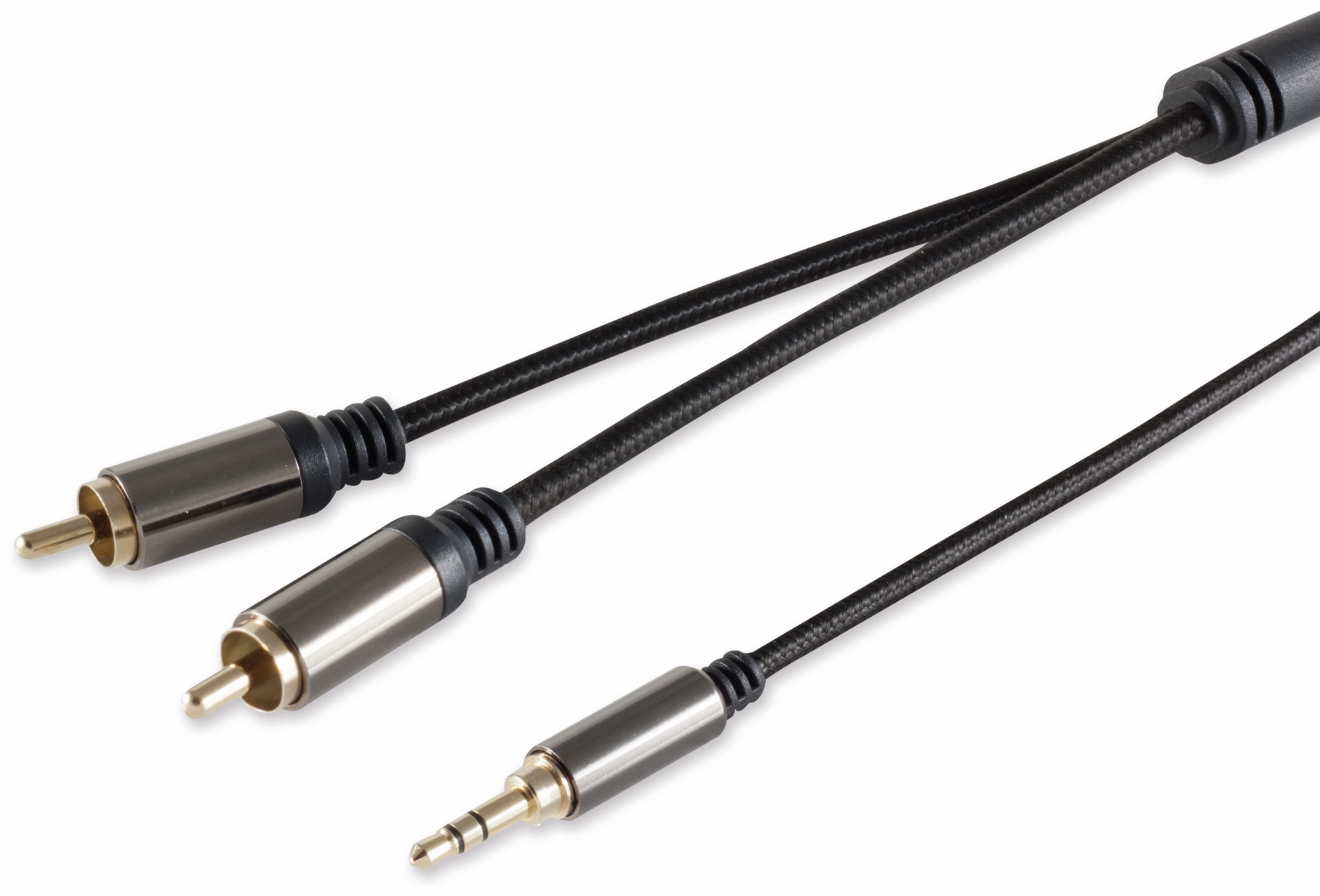 BLACK COTTON Audio-Adapterkabel Klinke/Cinch, 3,5 mm, Stereo, 5,0 m, schwarz
