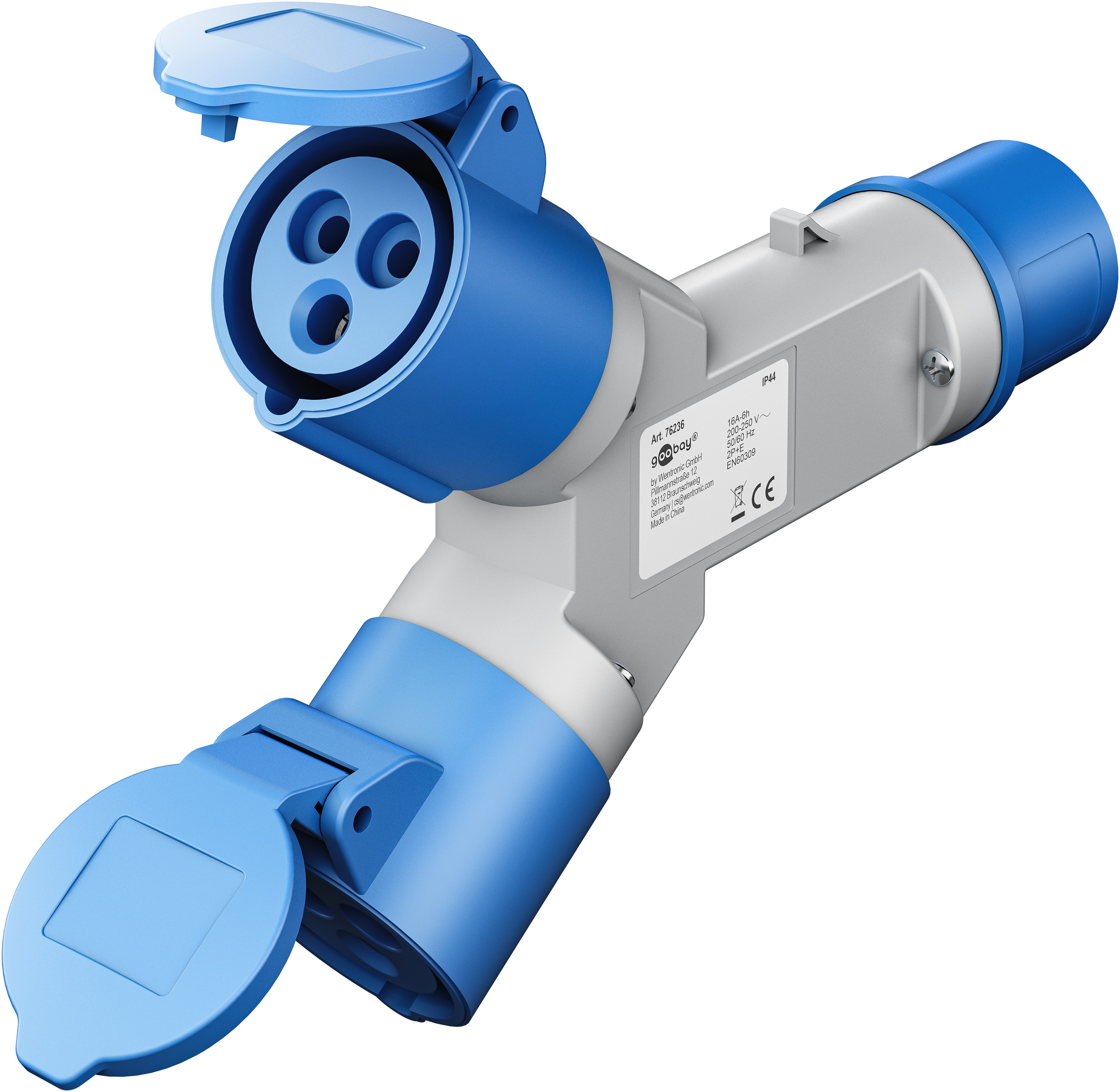 GOOBAY CEE-Adapter Y, 76236, Stecker zu 2x Kupplung