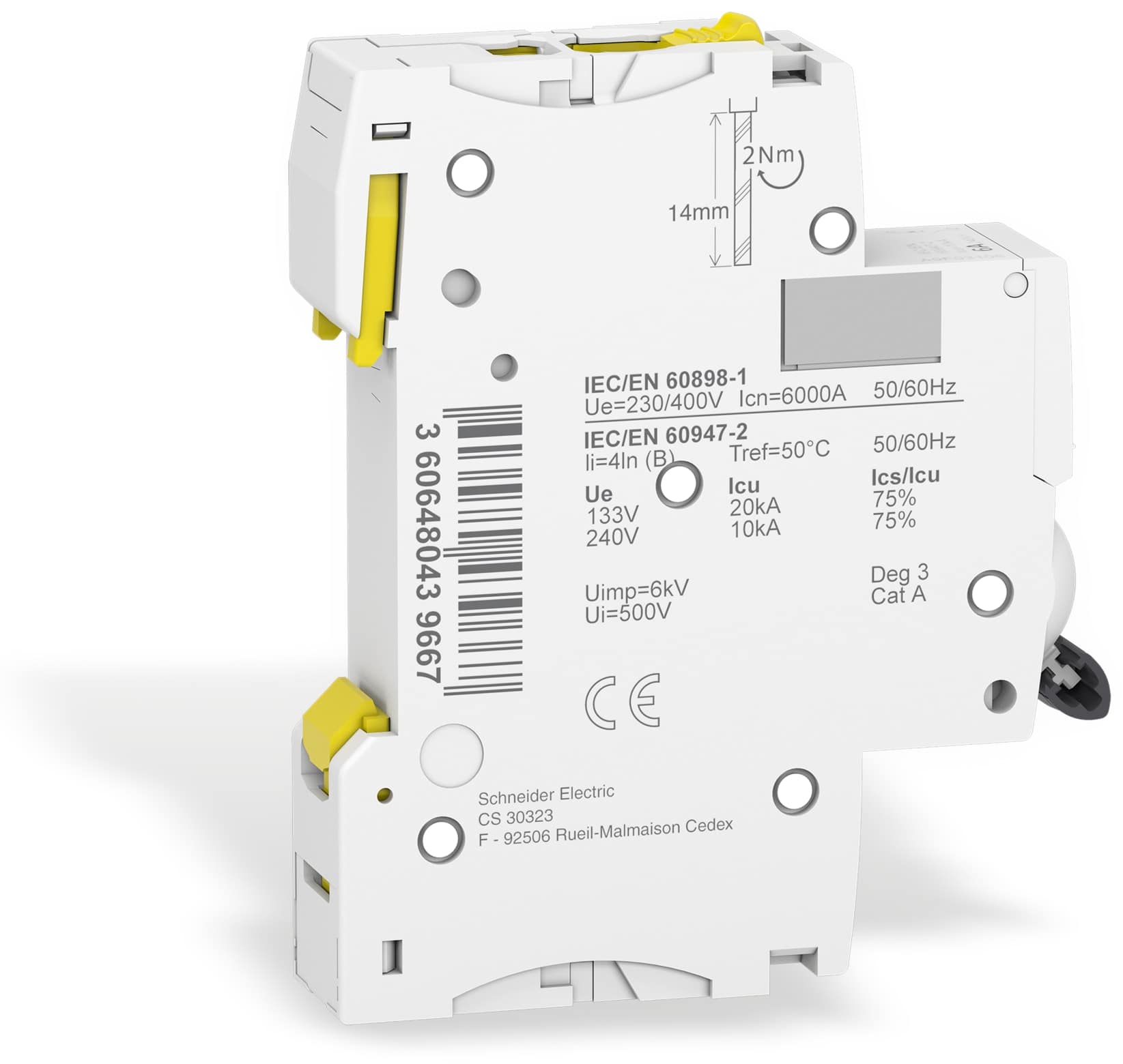 SCHNEIDER ELECTRIC Leitungsschutzschalter A9F03106, iC60N, B, 6A