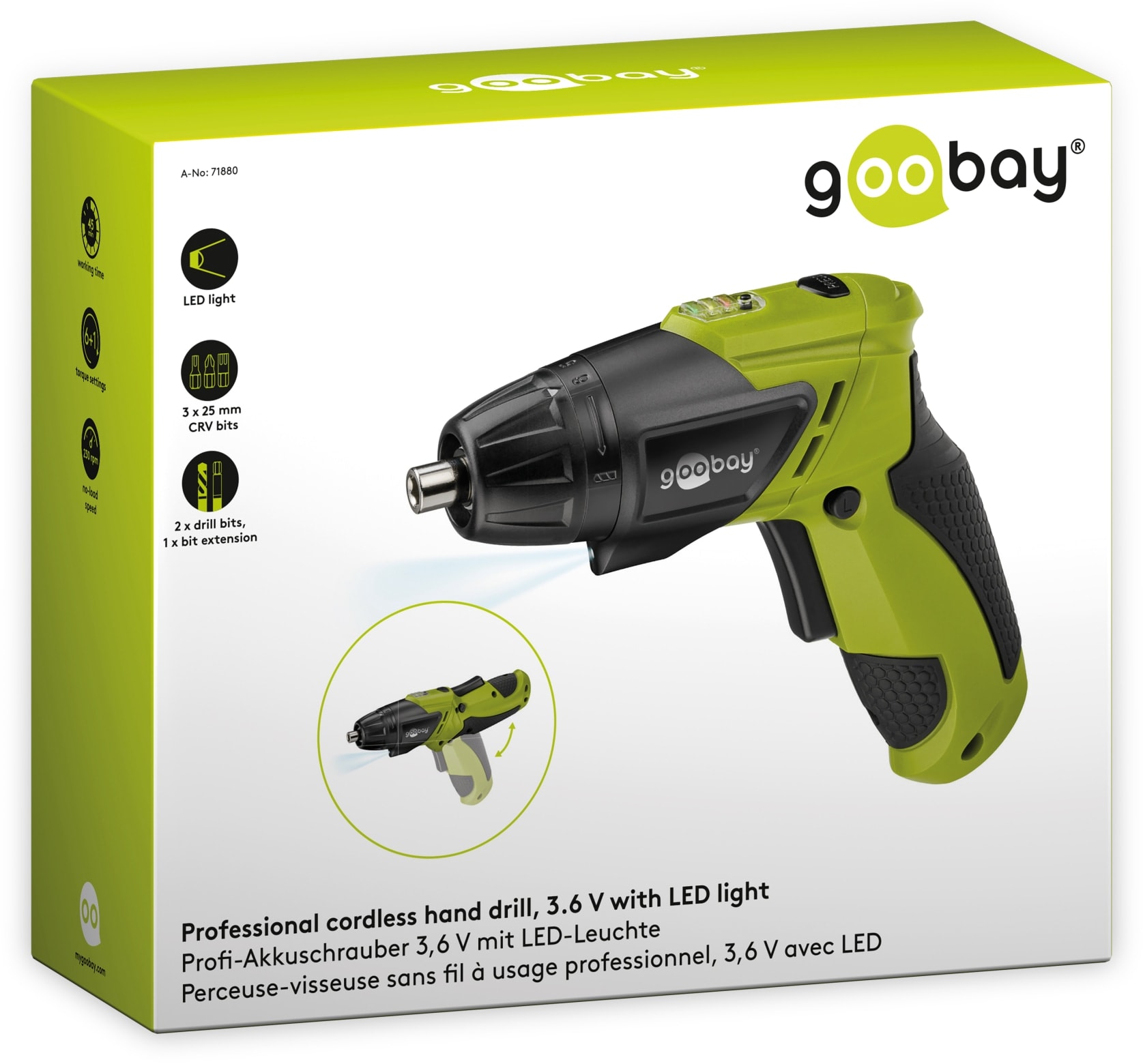 GOOBAY Mini-Akkuschrauber-Set, 71880, 3,6 V Li