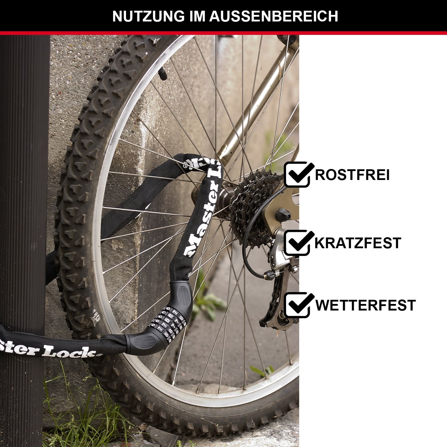 MASTERLOCK Fahrradkettenschloss 8392EURDPRO, 8mm aus gehärt. Stahl