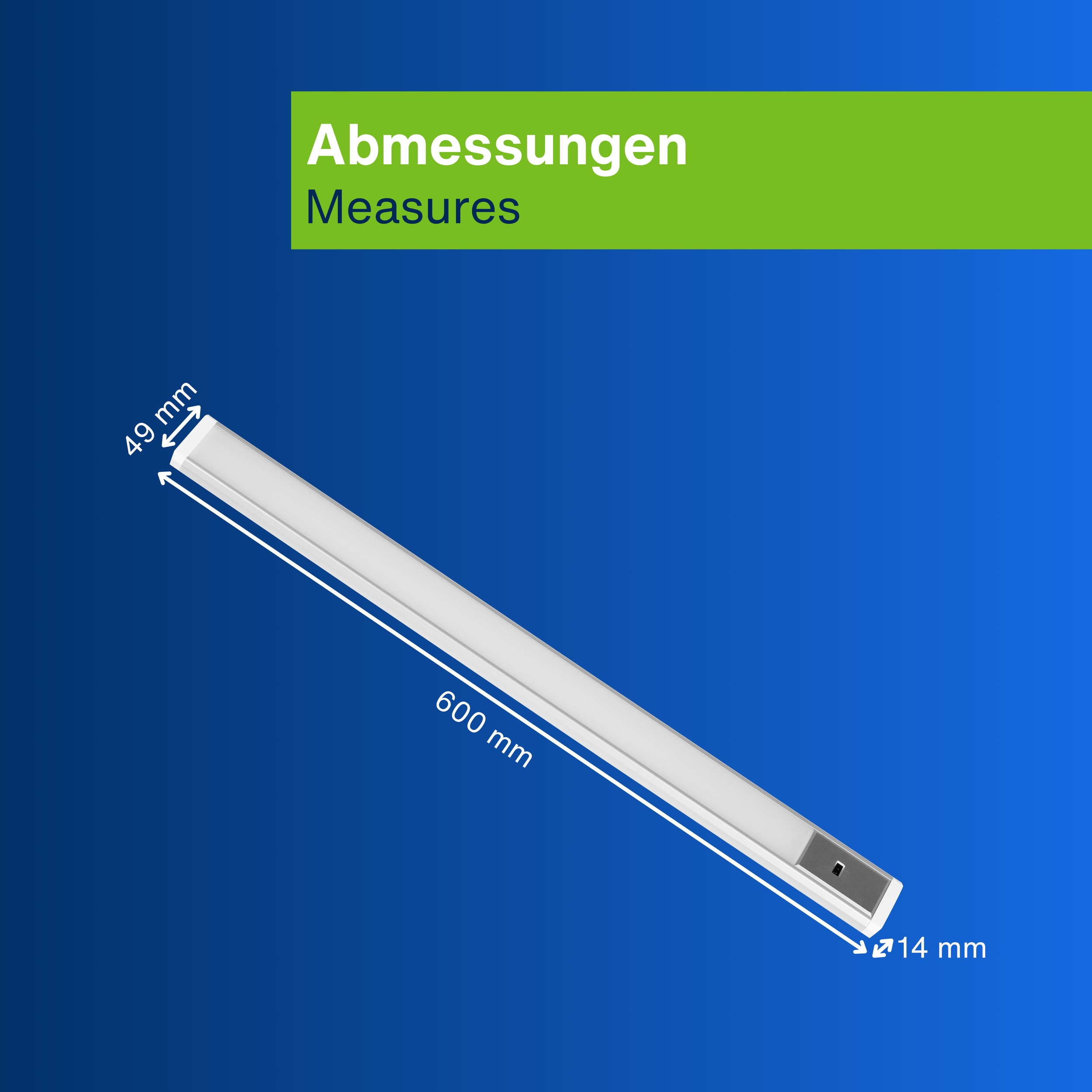 REV LED-Unterbauleuchte Alu, 10W, 3000K, 800lm, warmweiß, IP20, 60 cm